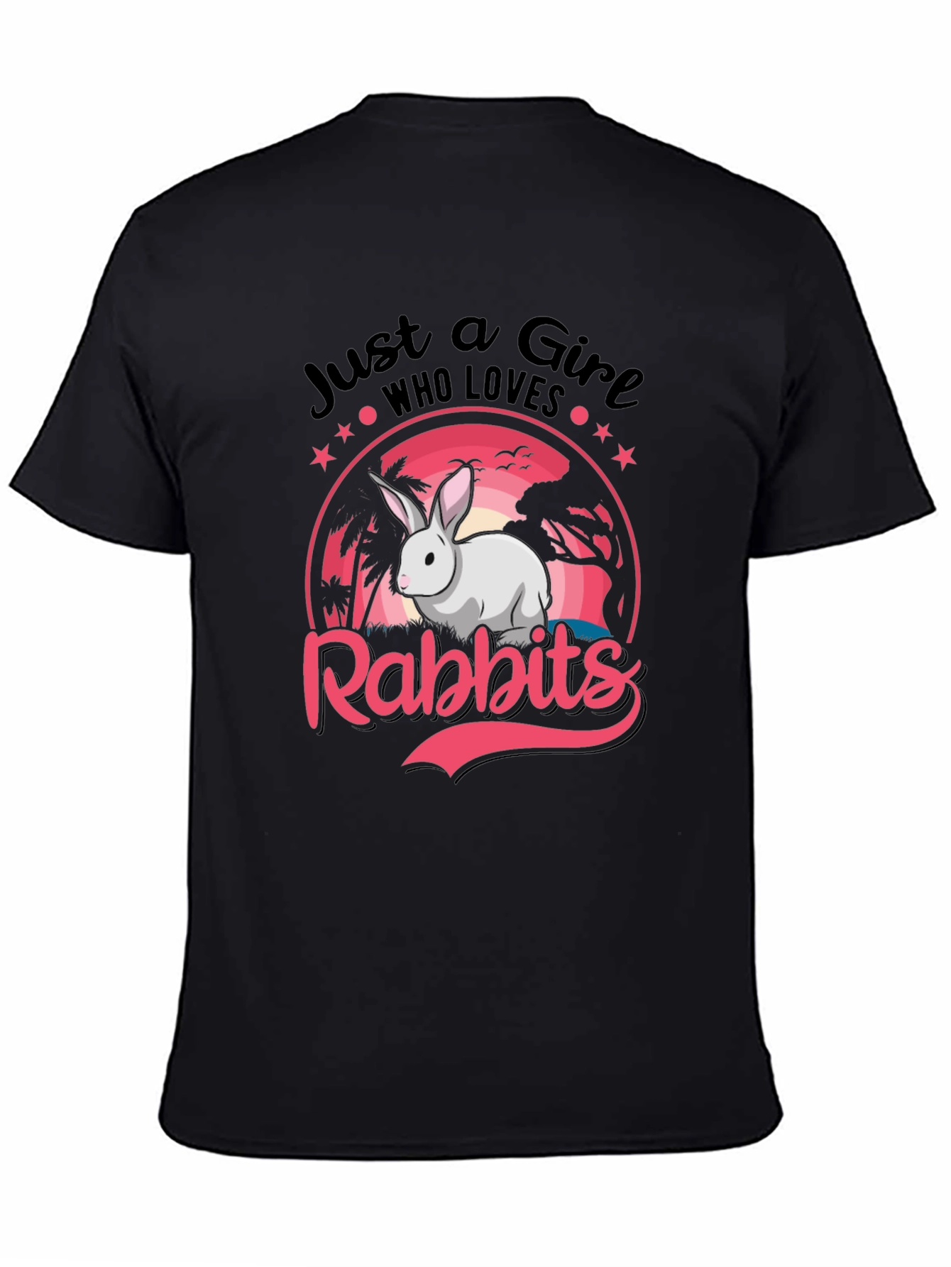 Black Just a Girl Who Loves Rabbits T-Shirt view 4