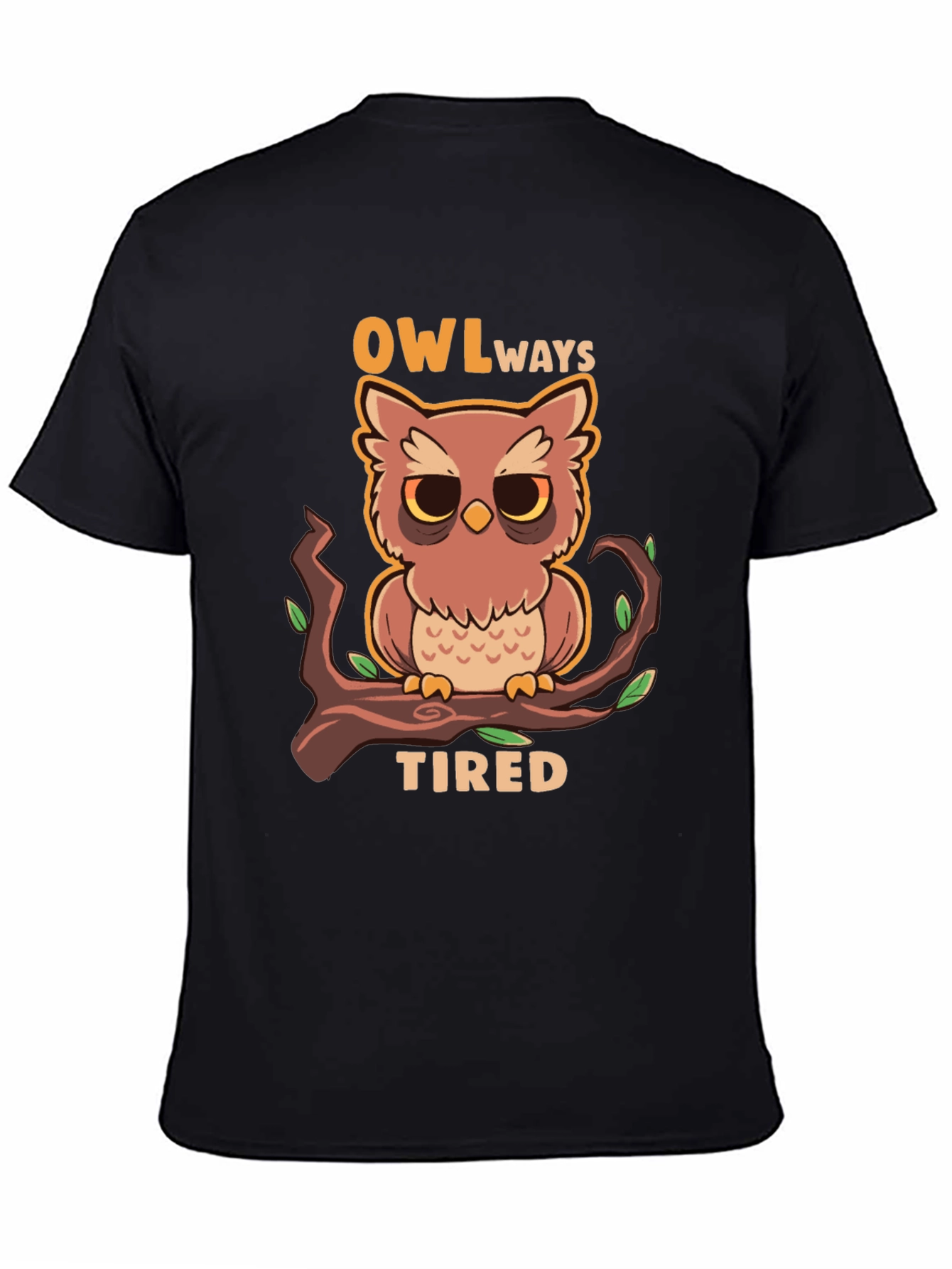 Black Owl Always Tired Graphic Tee view 4