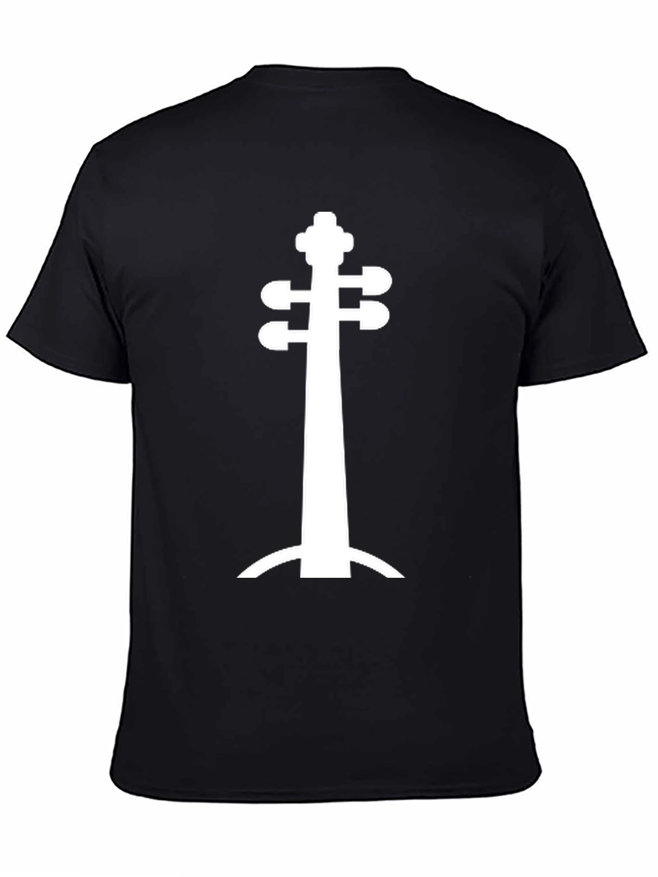 Black Unique String Instrument Silhouette Black T-Shirt view 4