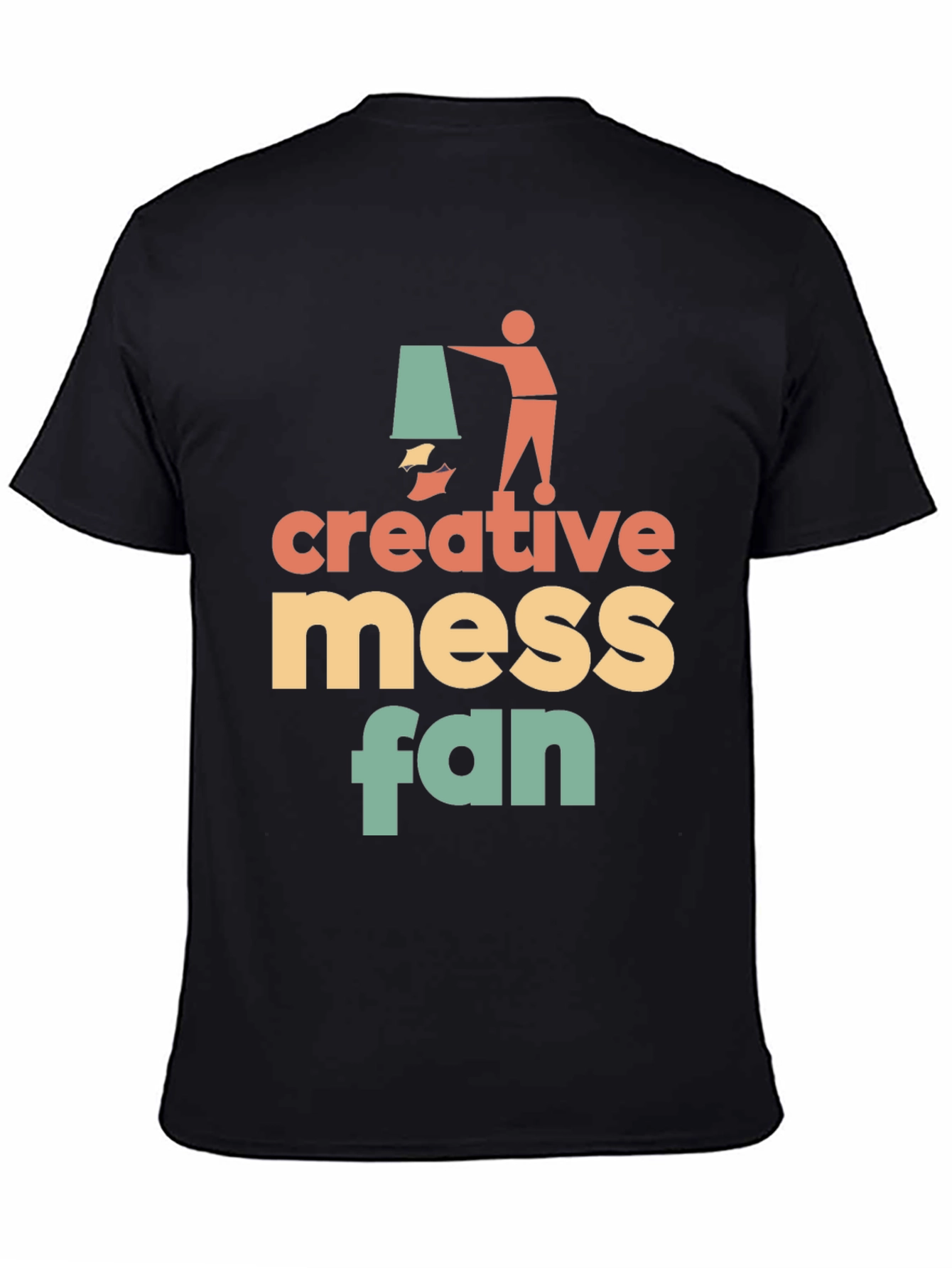 Black Creative Mess Fan Graphic T-Shirt - Stylish & Unique! view 4