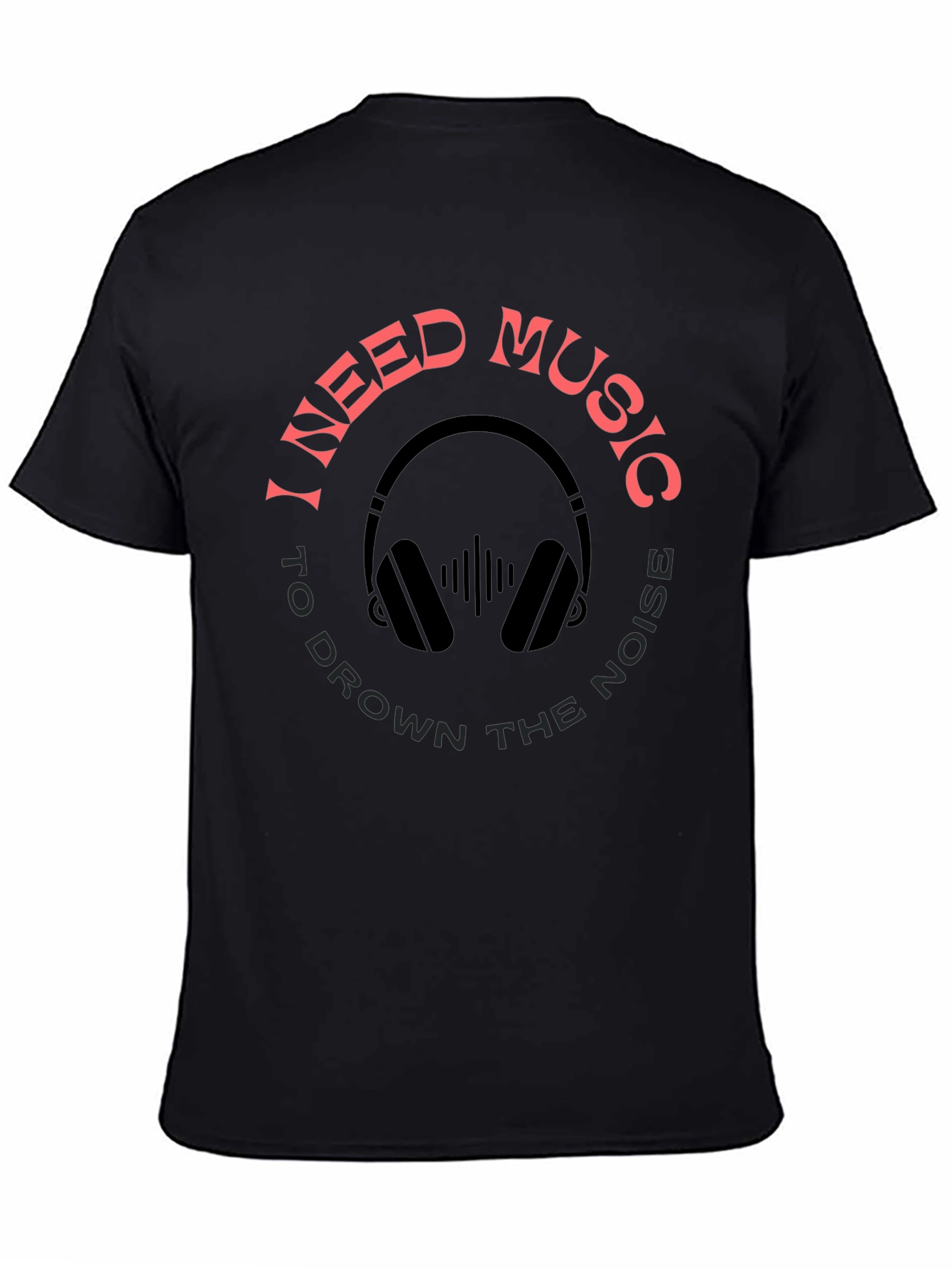 Black I Need Music Graphic T-Shirt view 4