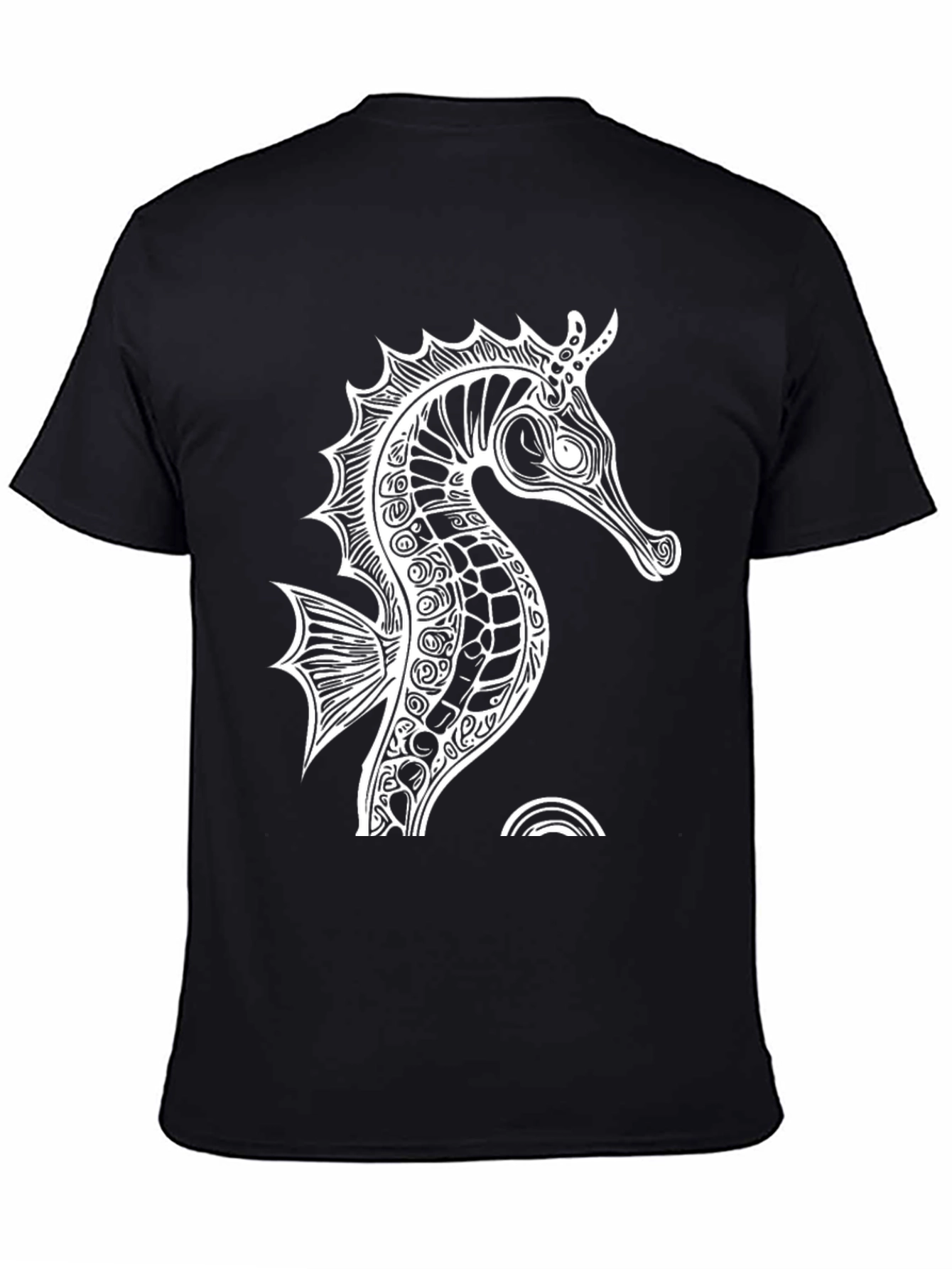 Black Seahorse Graphic Black T-Shirt - Unique Ocean Design view 4