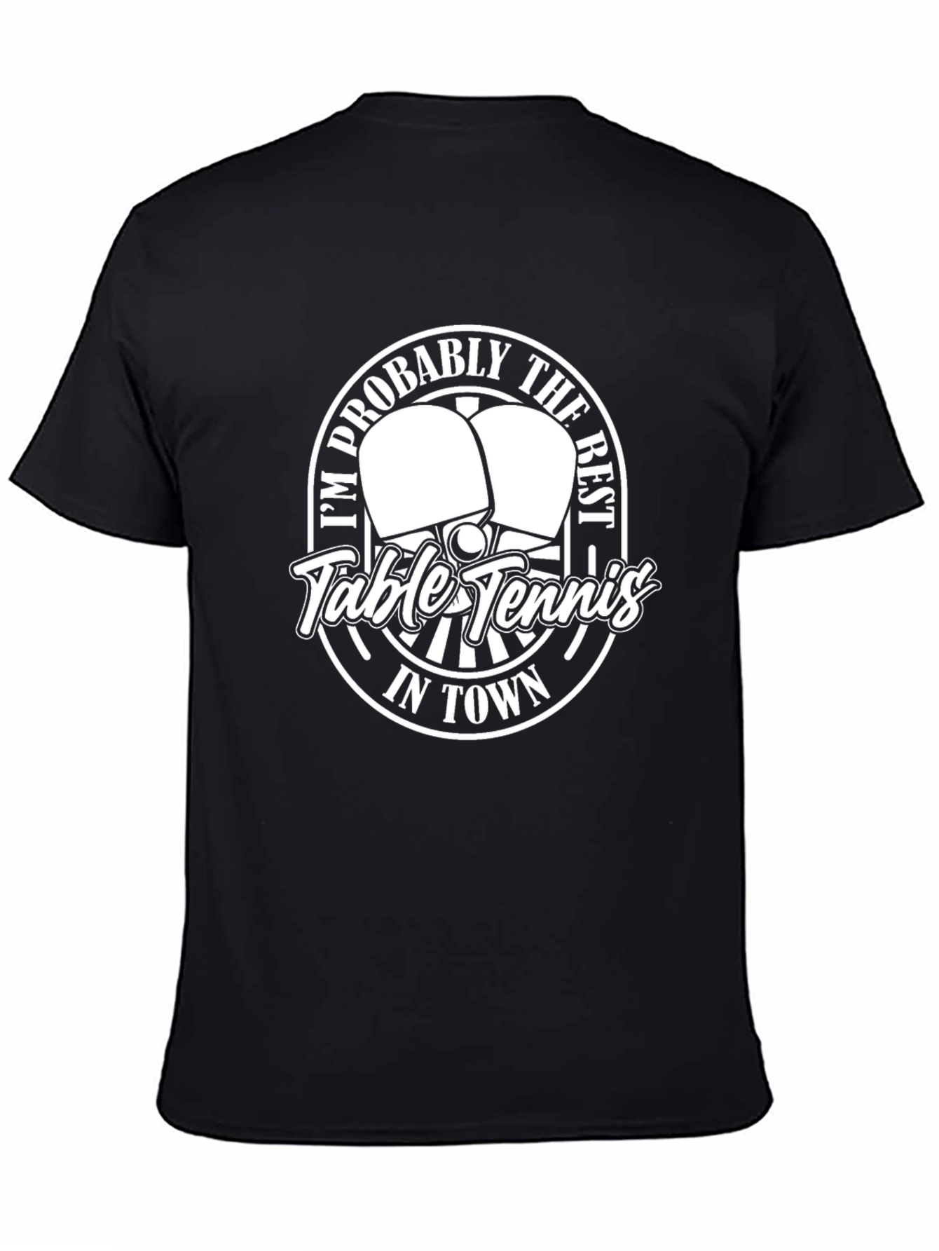 Black Table Tennis Graphic T-Shirt - Best in Town Design view 4