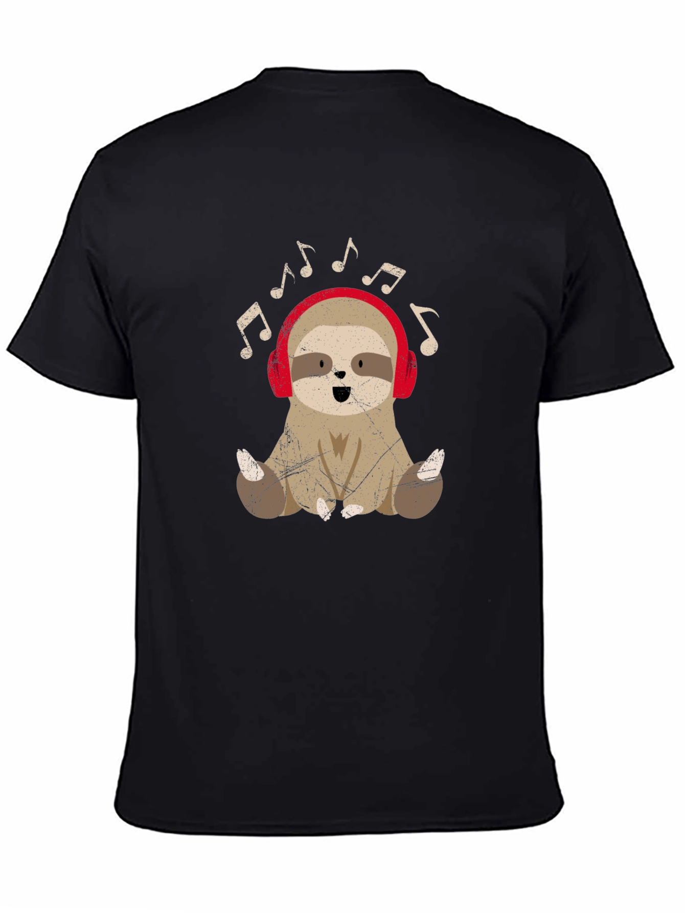 Black Sloth Music Lover T-Shirt - Cute Animal Tee view 4
