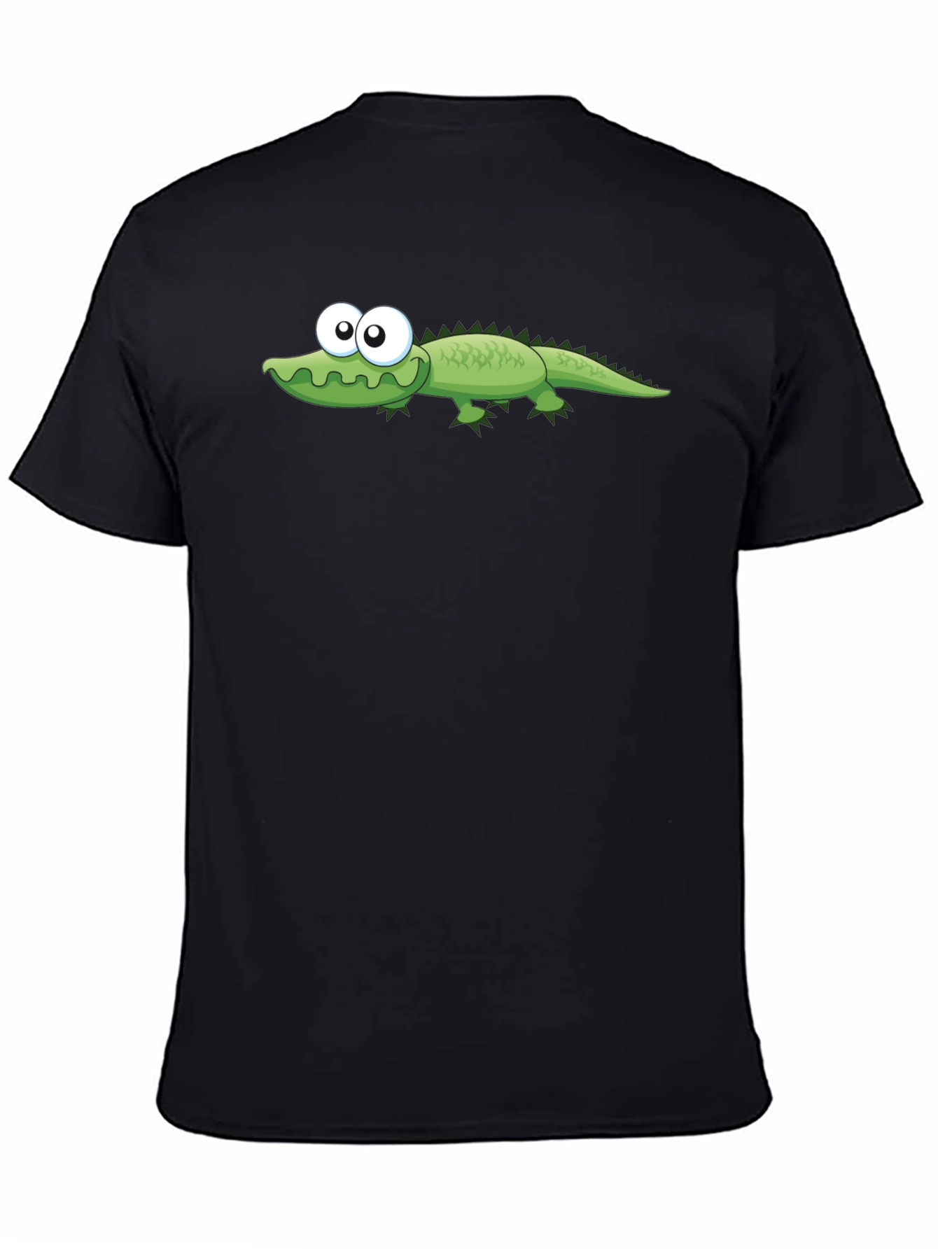 Black Cartoon Alligator Graphic T-Shirt - Black view 4
