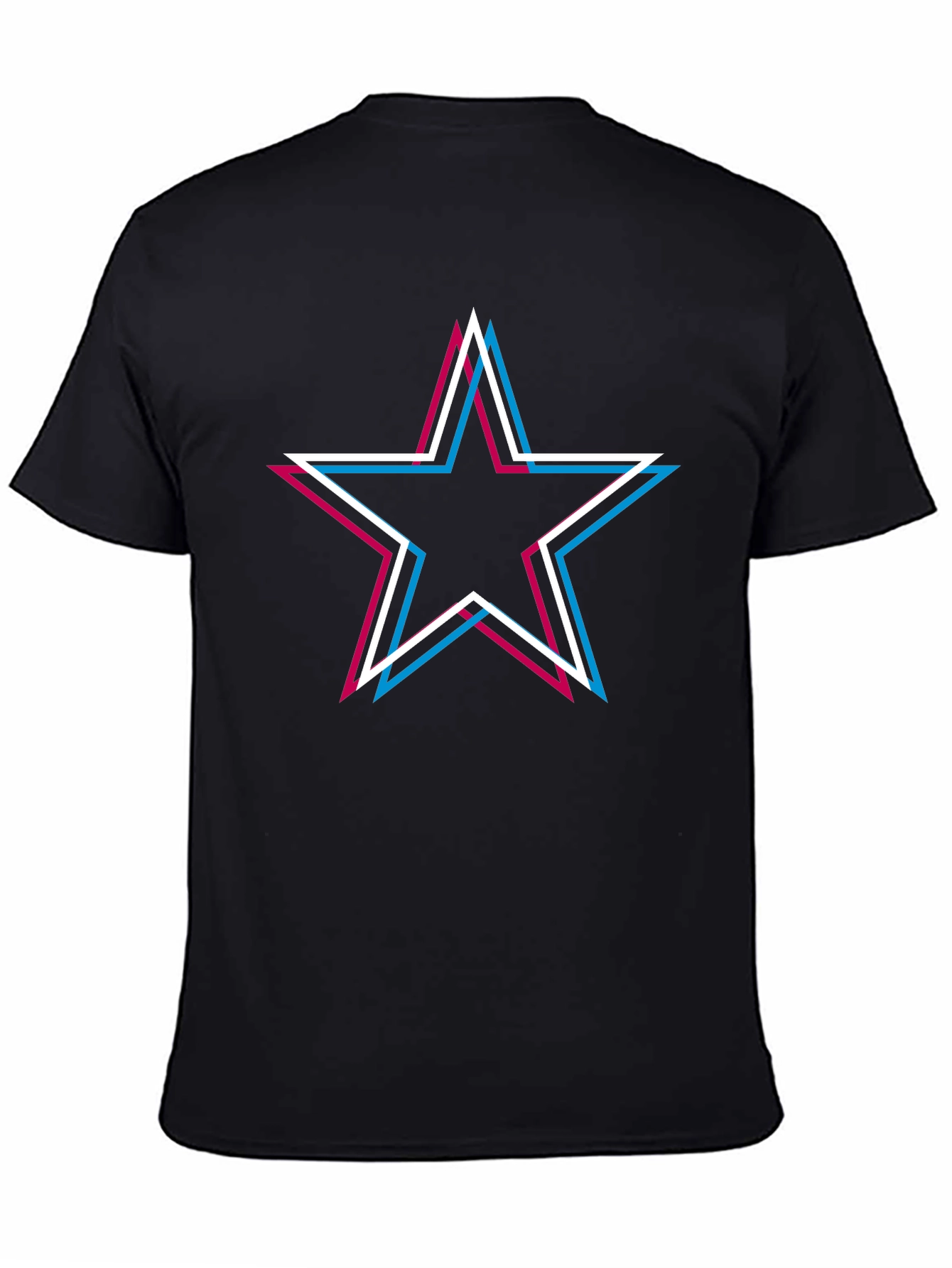 Black Retro Star Graphic Tee - Black Cotton Blend view 4