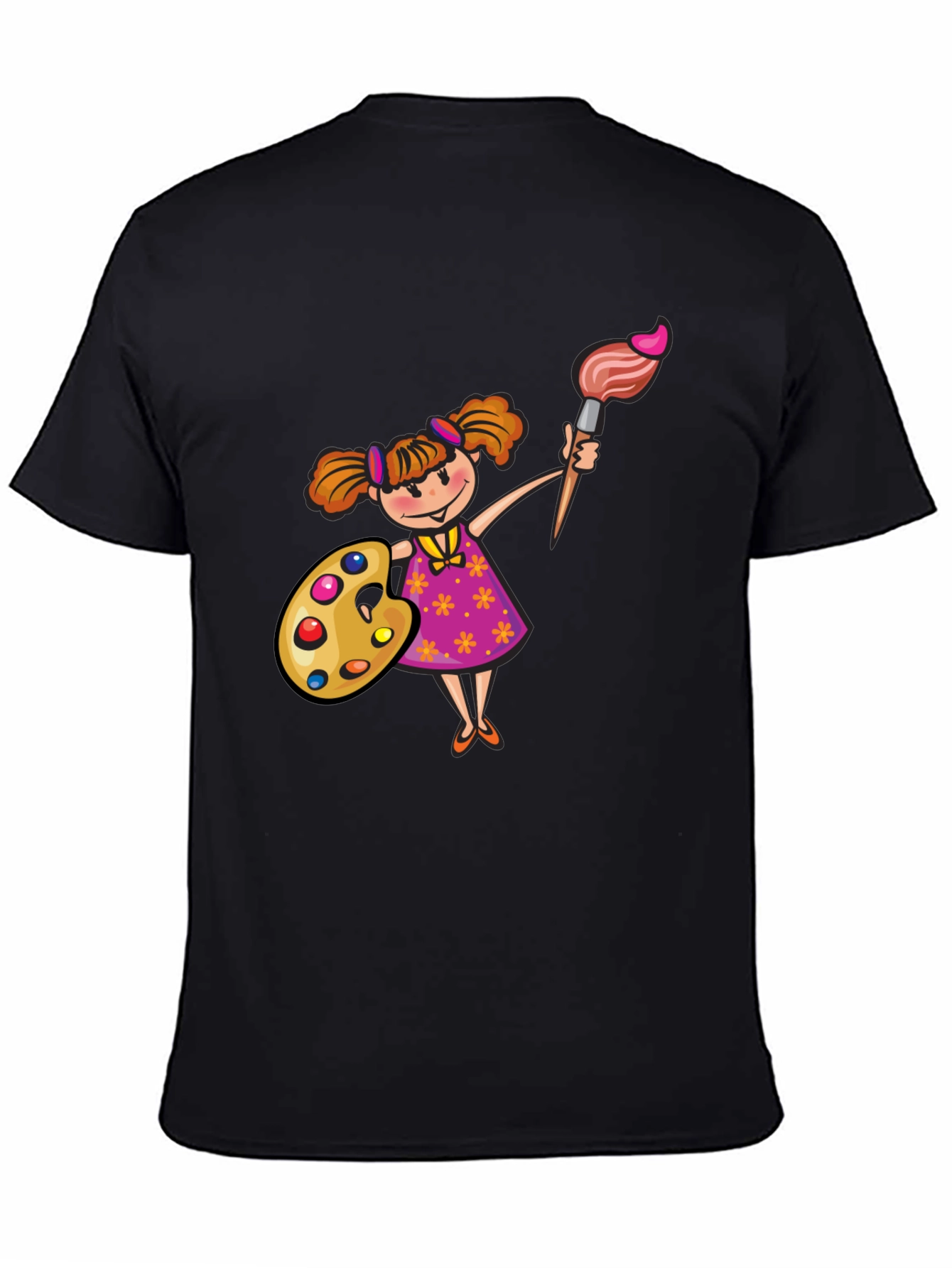 Black Painter Girl Graphic Black T-Shirt view 4