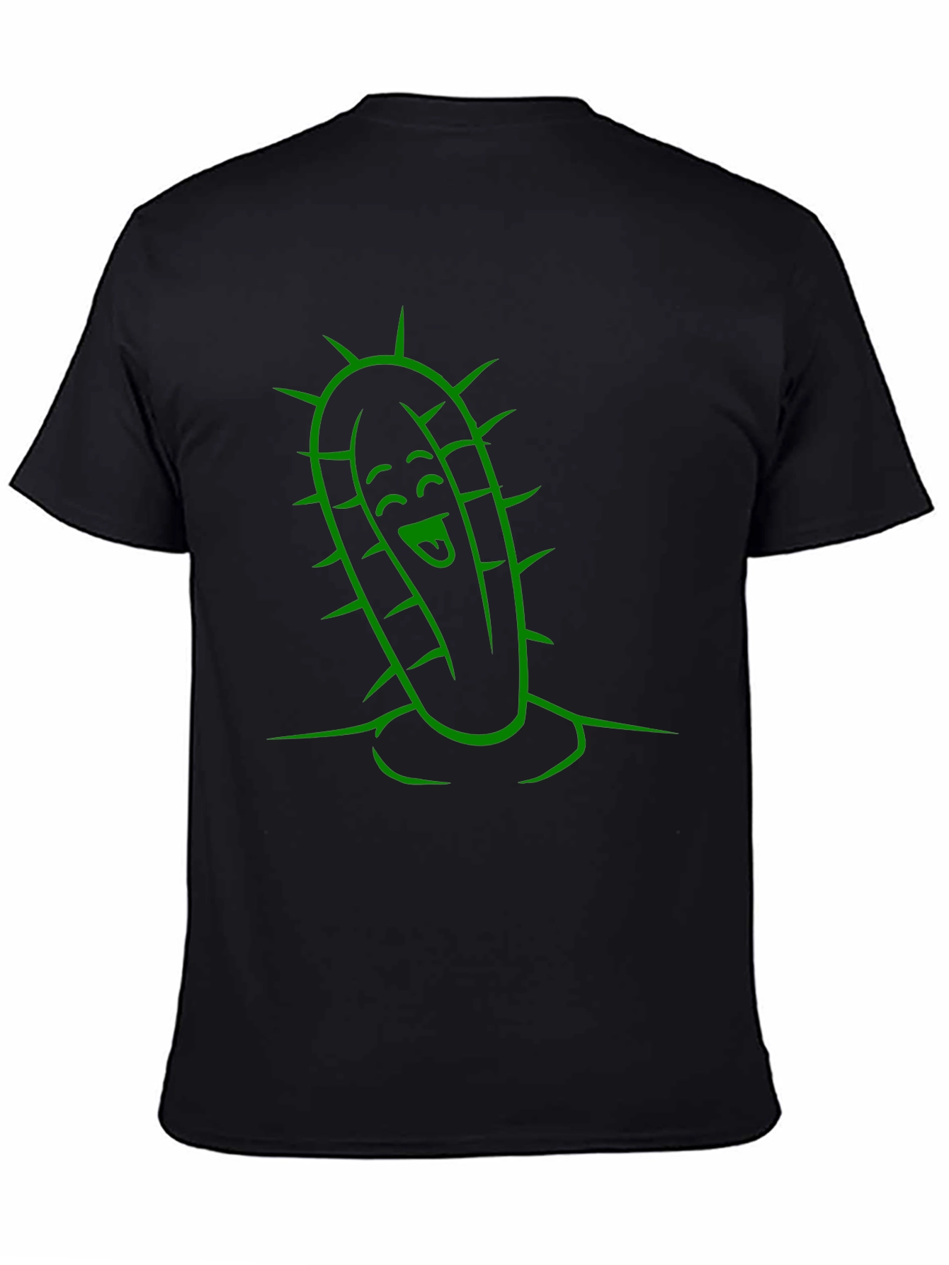 Black Cactus Character Graphic Tee - Fun Black T-Shirt view 4