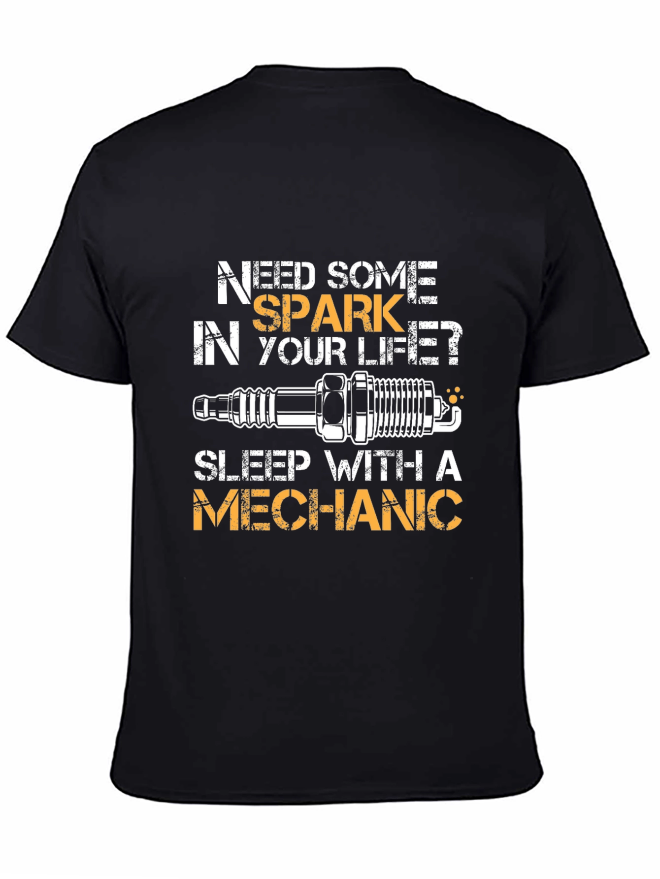 Black Need Some Spark Mechanic T-Shirt - Funny Auto Repair Tee view 4
