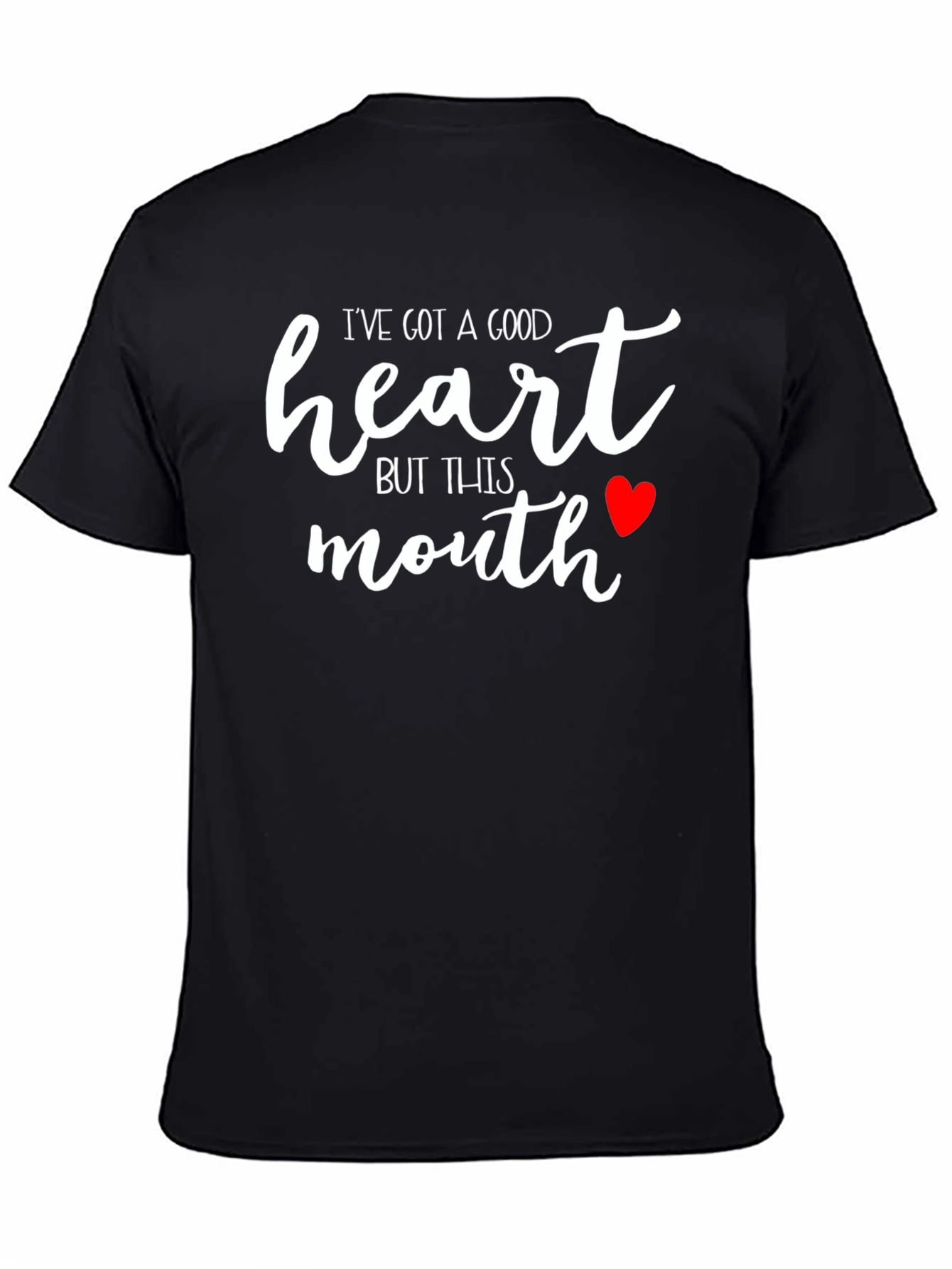 Black Funny Good Heart Mouth Graphic Tee view 4