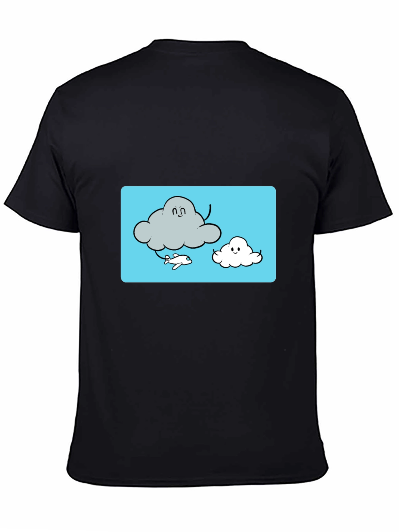 Black Cloud Cartoon Graphic Tee - Black Cotton T-Shirt view 4