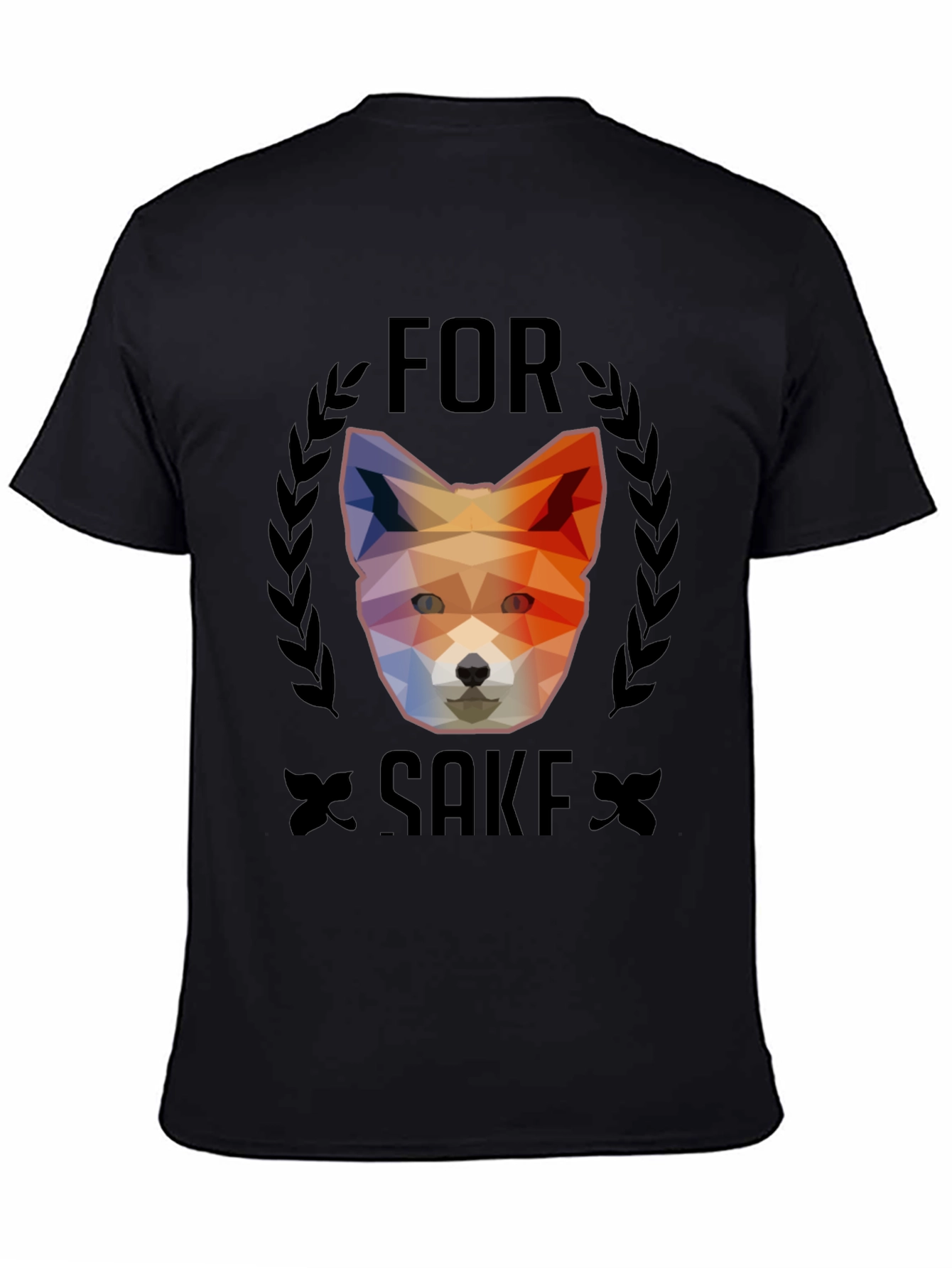 Black Geometric Fox For Sake Graphic Tee - Soft Cotton Blend view 4