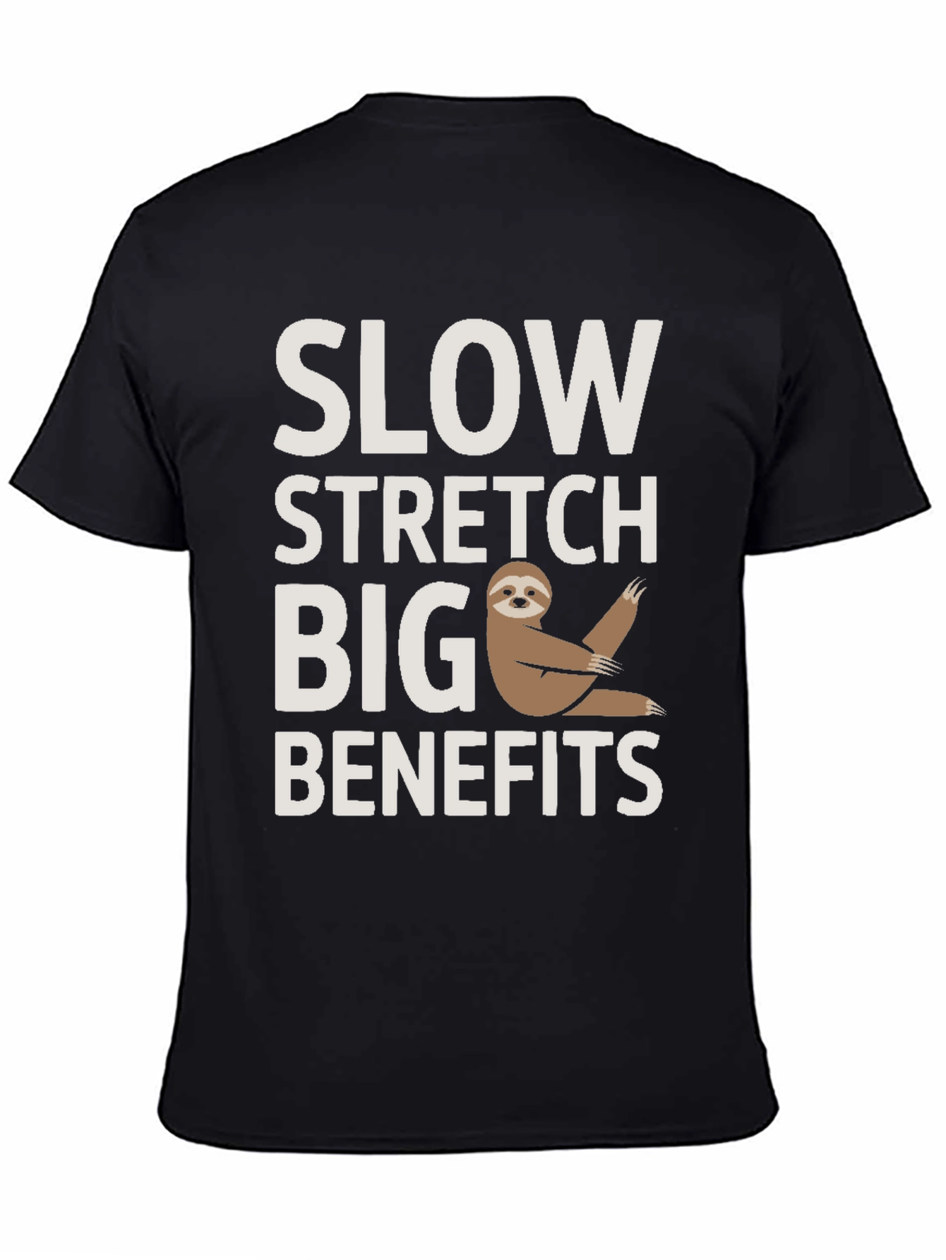 Black Funny Sloth Yoga T-Shirt - Slow Stretch Big Benefits view 4