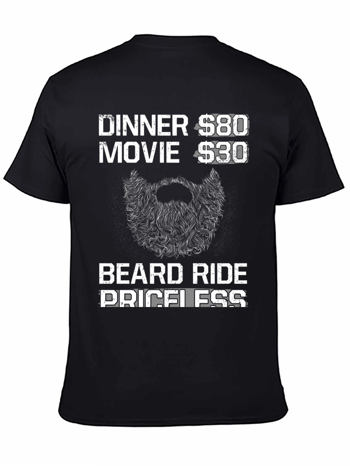 Black Beard Ride Priceless Men's Black T-Shirt view 4
