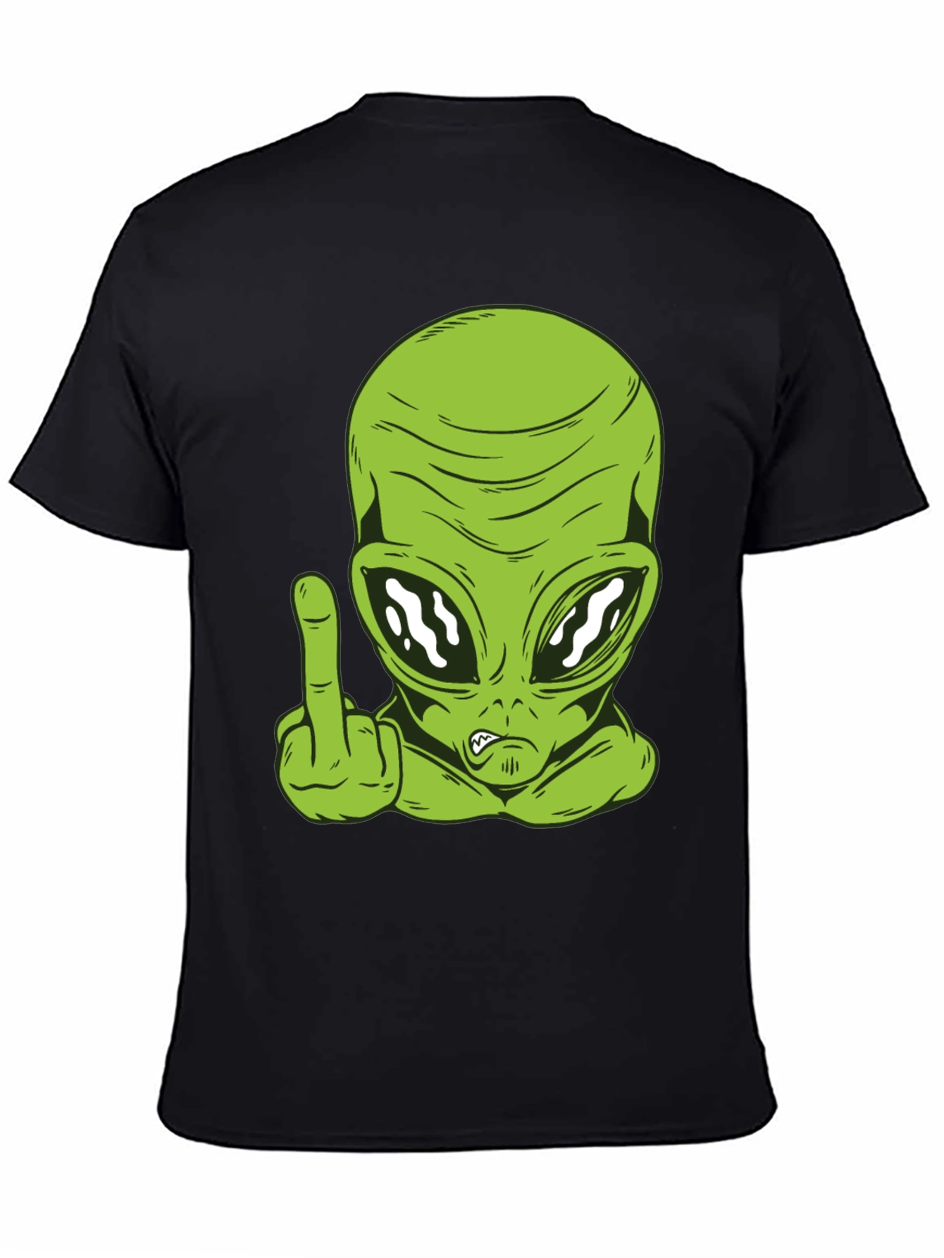 Black Alien Middle Finger Graphic T-Shirt - Black view 4