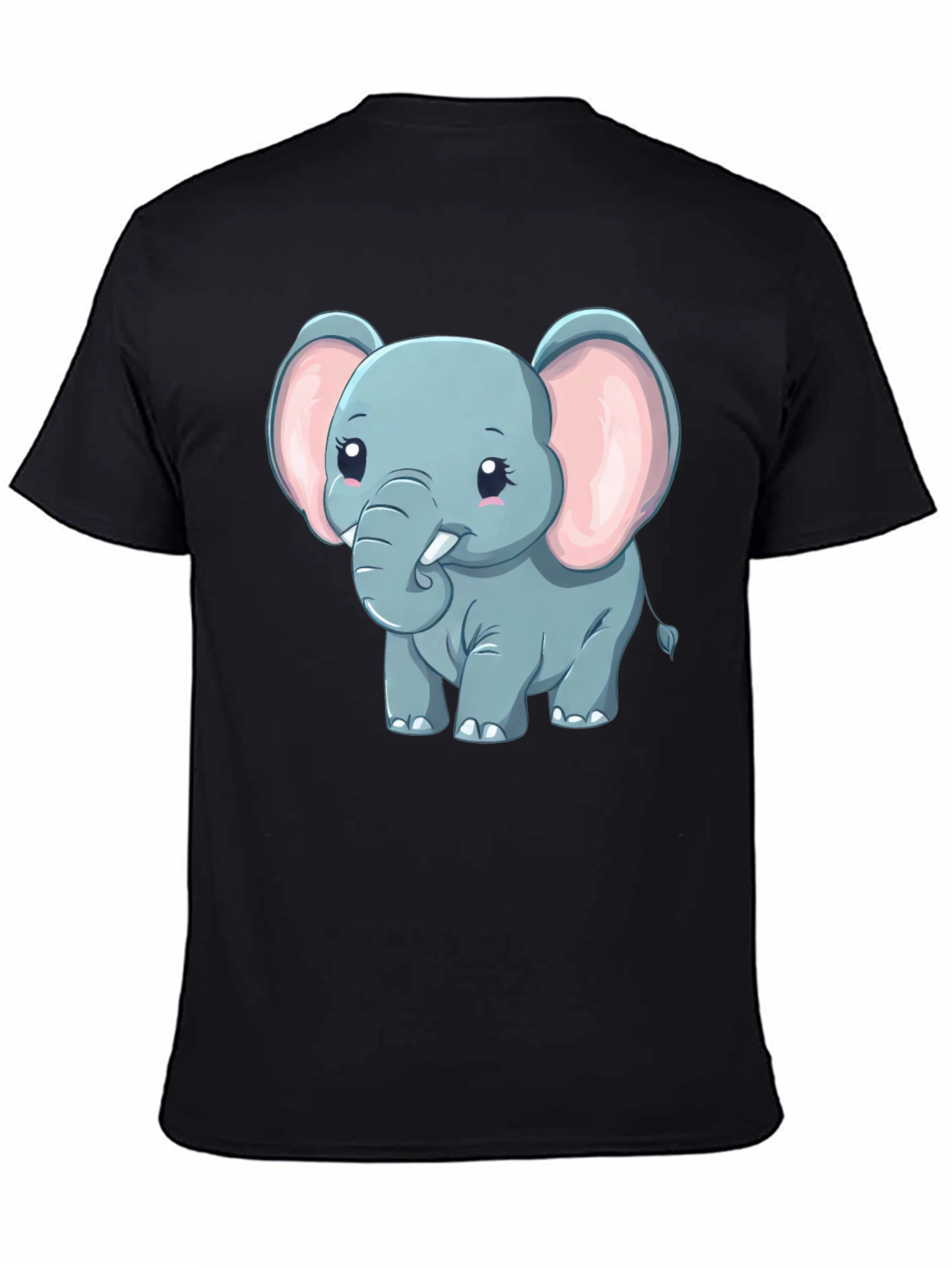 Black Cute Elephant Graphic Tee - Black Cotton Blend view 4
