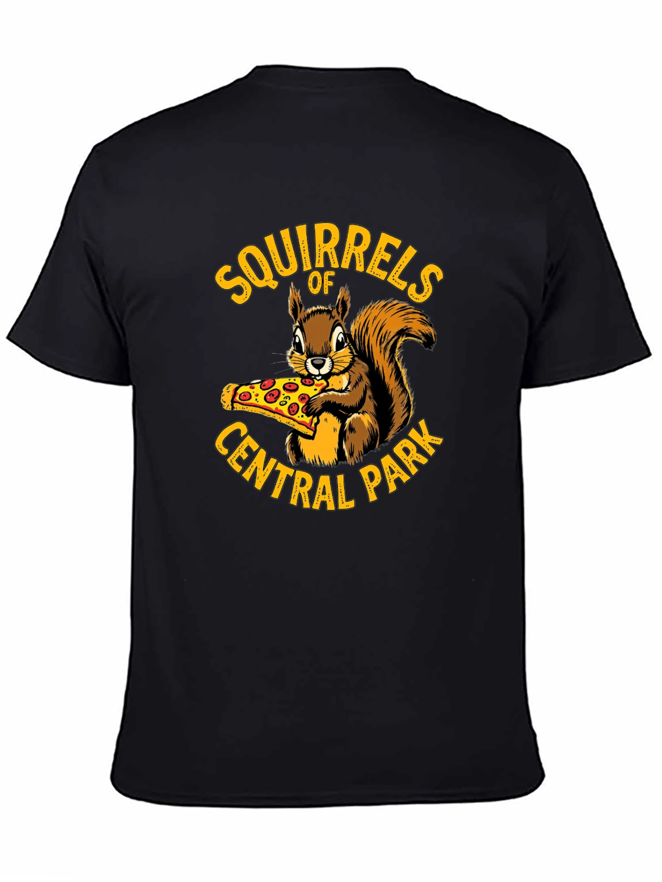 Black Squirrels of Central Park Pizza T-Shirt view 4