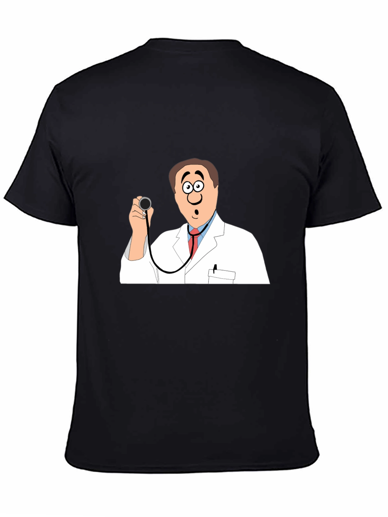 Black Cartoon Doctor Graphic Black T-Shirt view 4