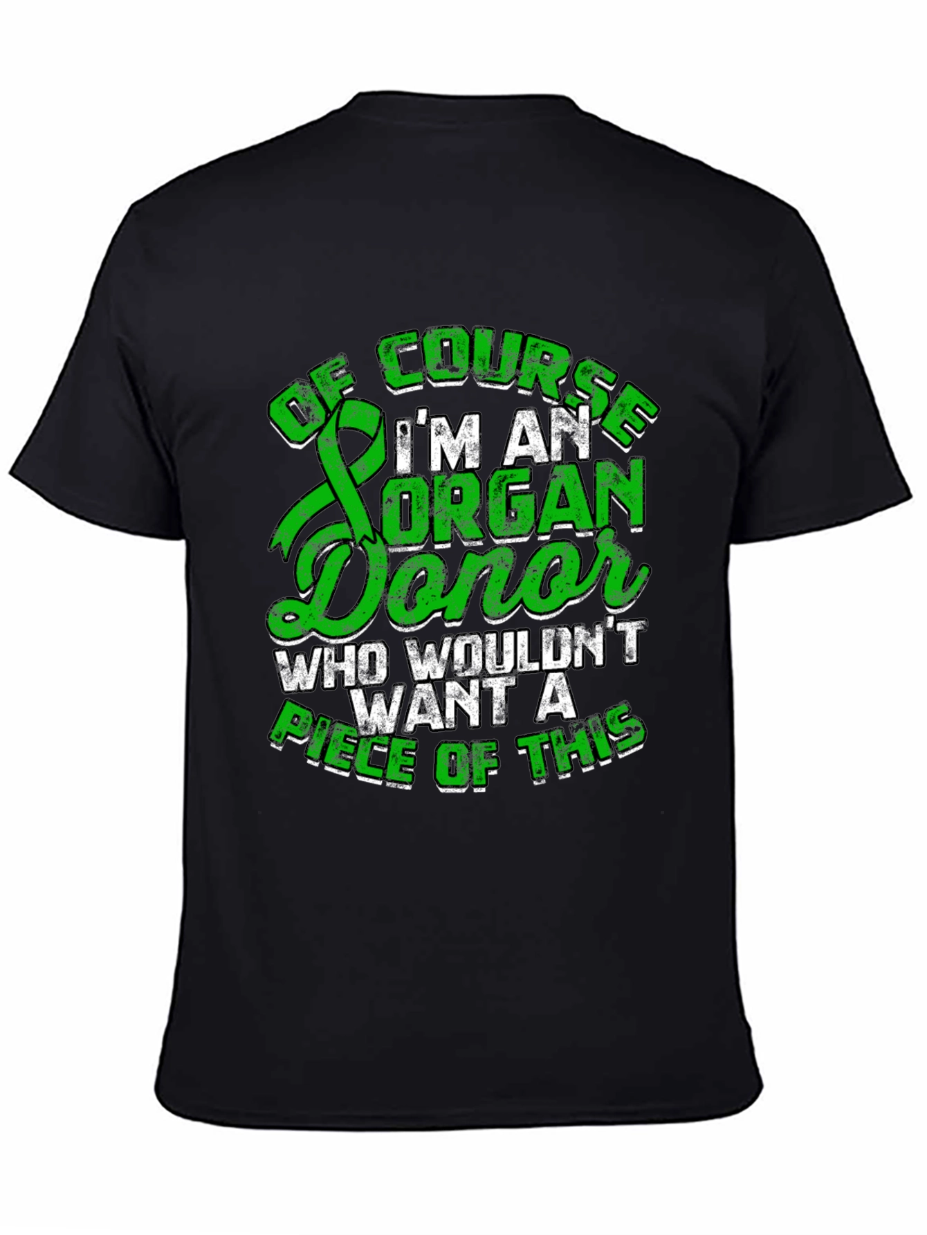 Black Organ Donor T-Shirt - Green Ribbon Design view 4