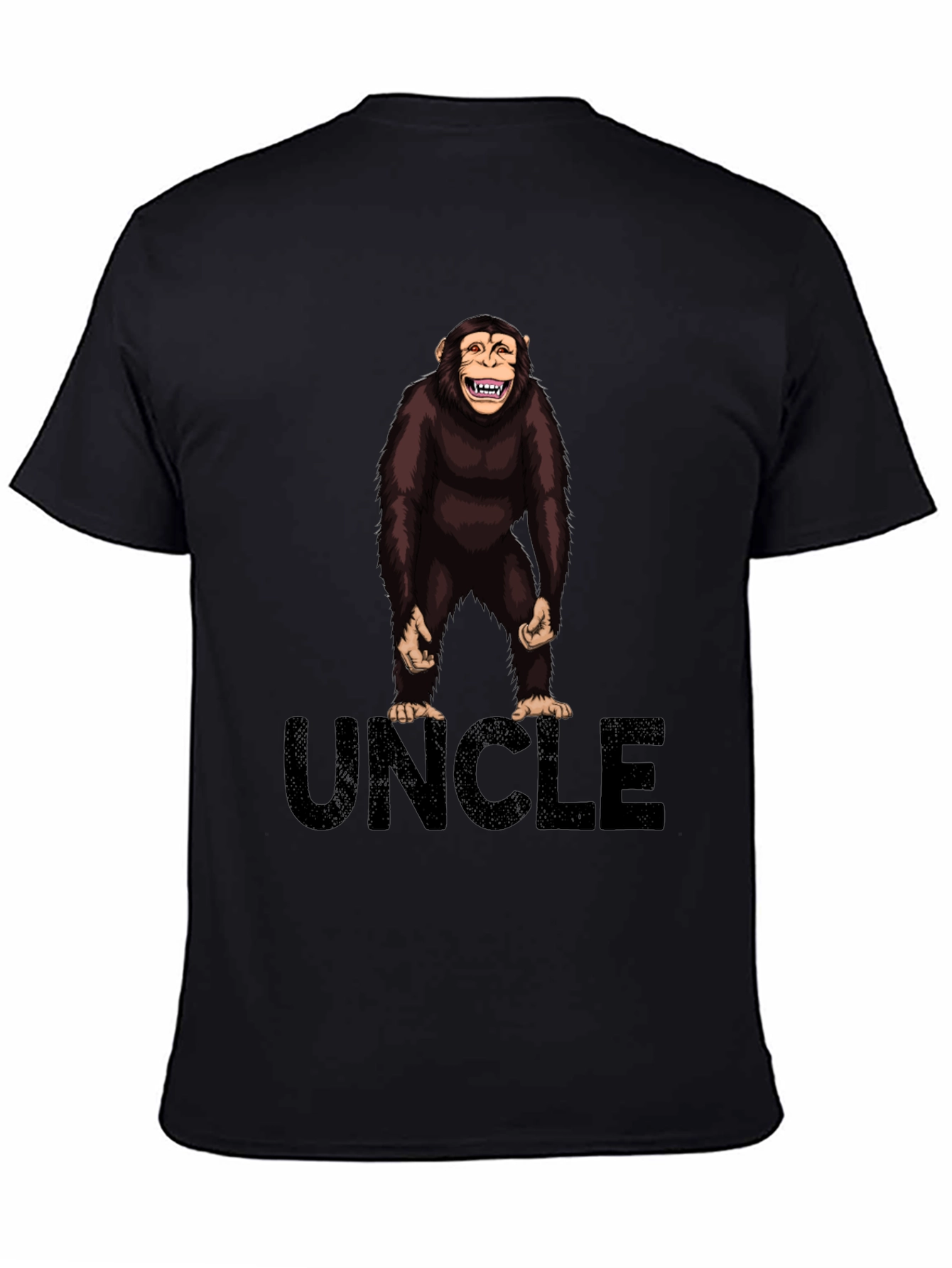 Black Uncle Monkey Graphic T-Shirt -  Black Cotton Tee view 4