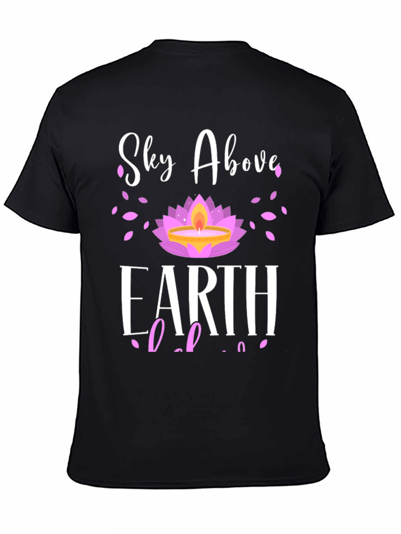 Black Sky Above Earth Below Lotus Black T-Shirt view 4