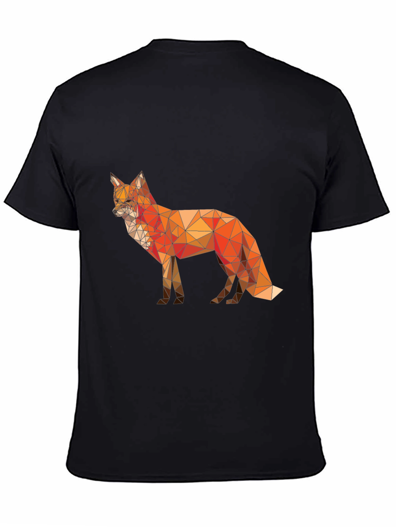 Black Geometric Fox Graphic T-Shirt - Modern Poly Art Tee view 4