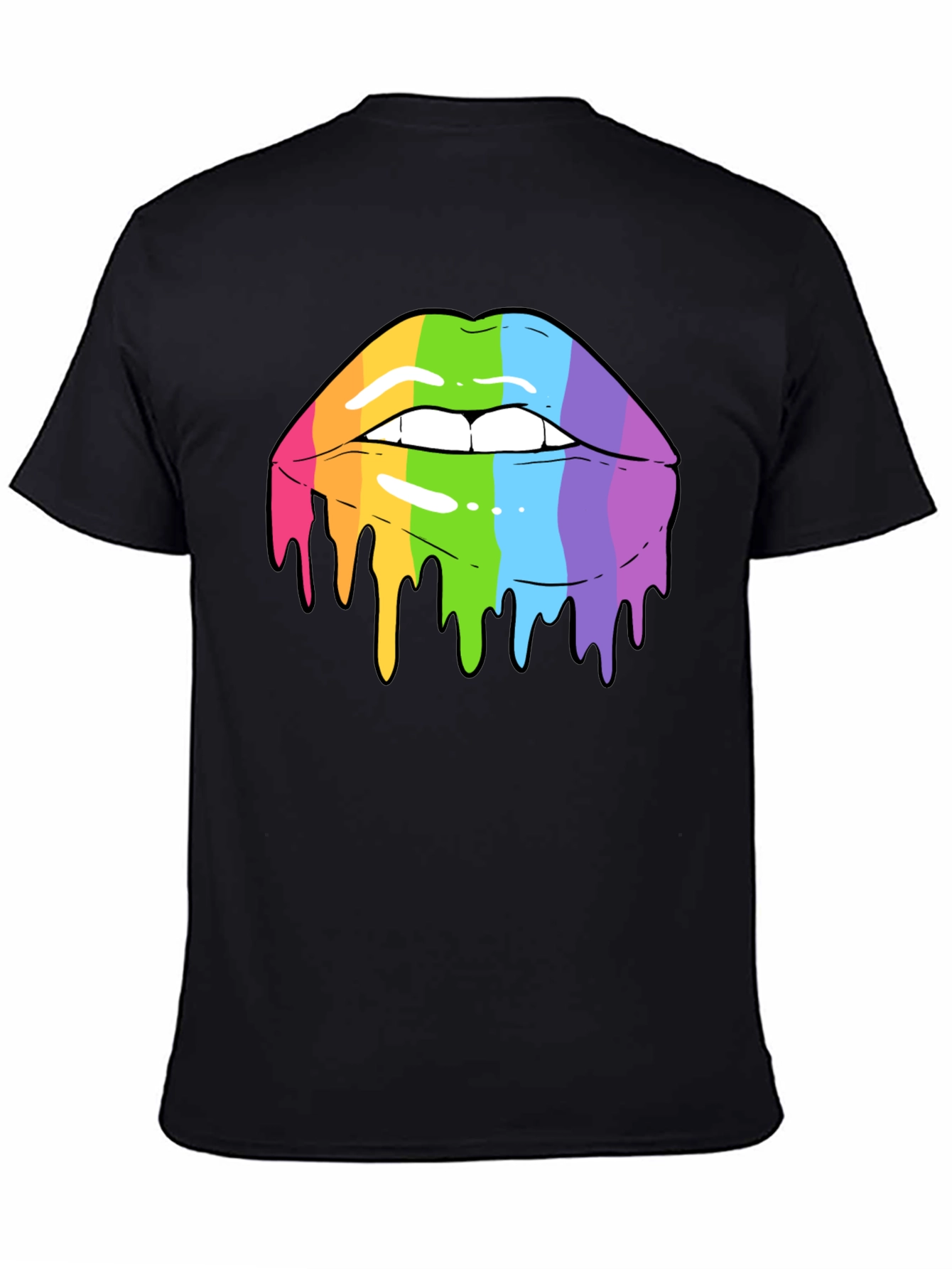 Black Rainbow Lips Graphic T-Shirt view 4