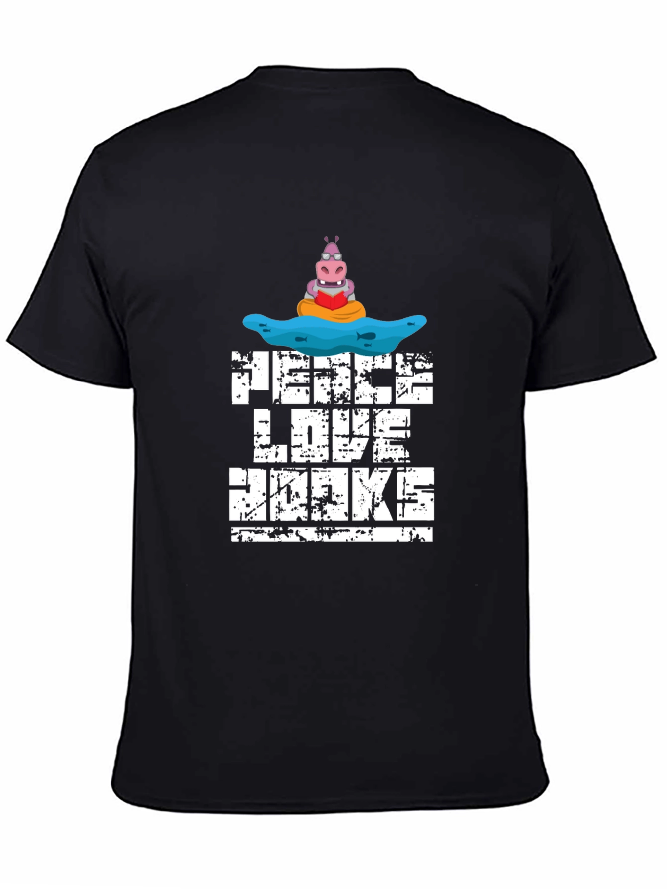 Black Peace Love Hippos T-Shirt view 4