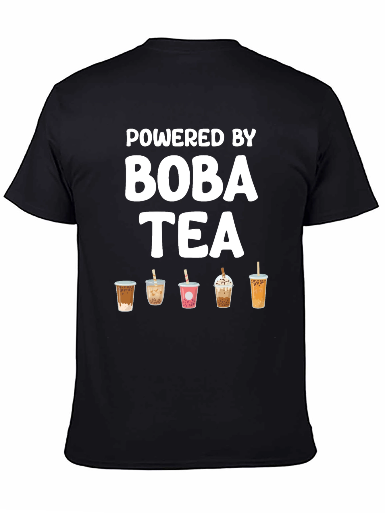Black Powered by Boba Tea Graphic Tee view 4