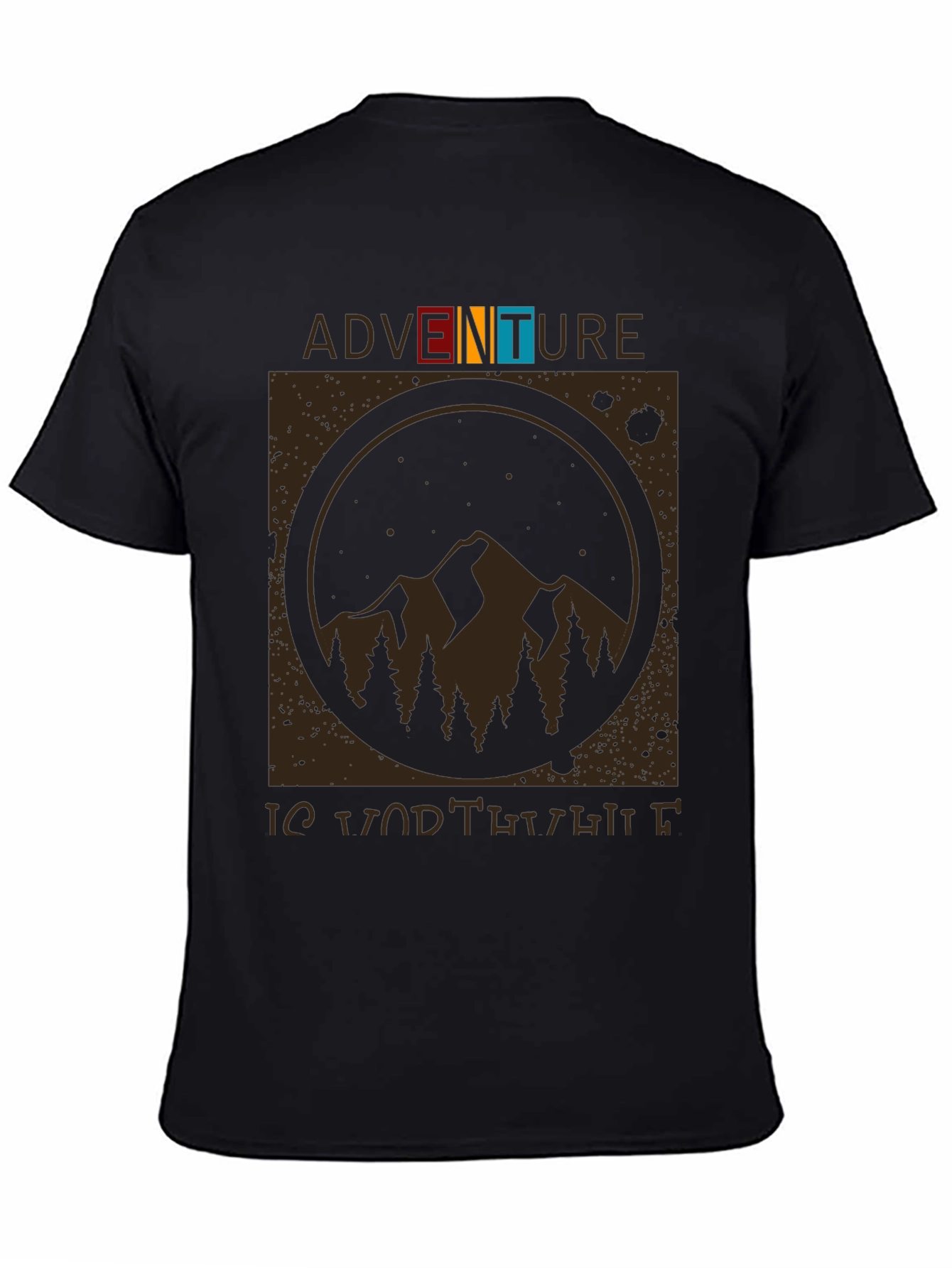 Black Adventure is Worth It Black Graphic T-Shirt view 4