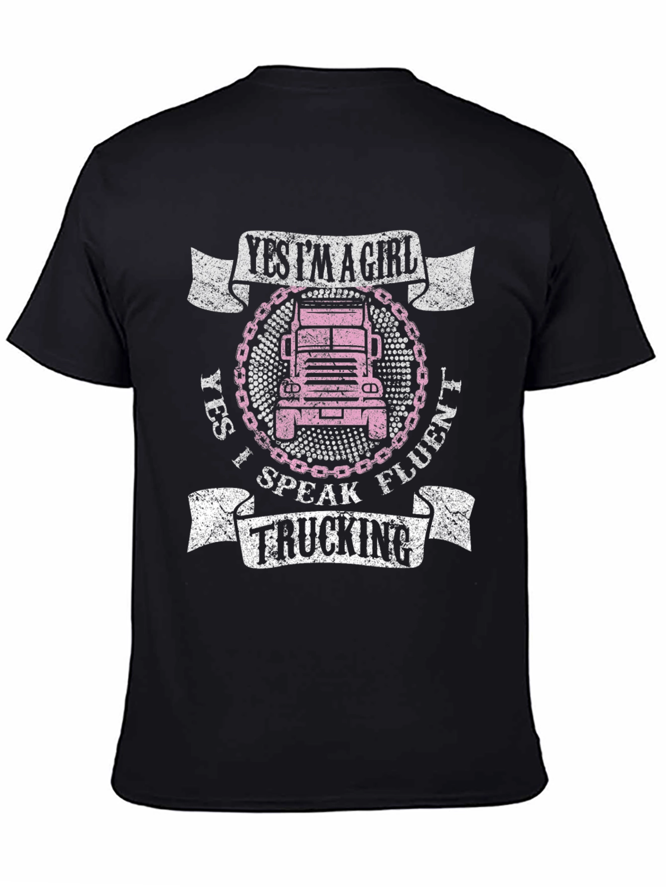 Black Yes I'm A Girl, Trucking T-Shirt view 4