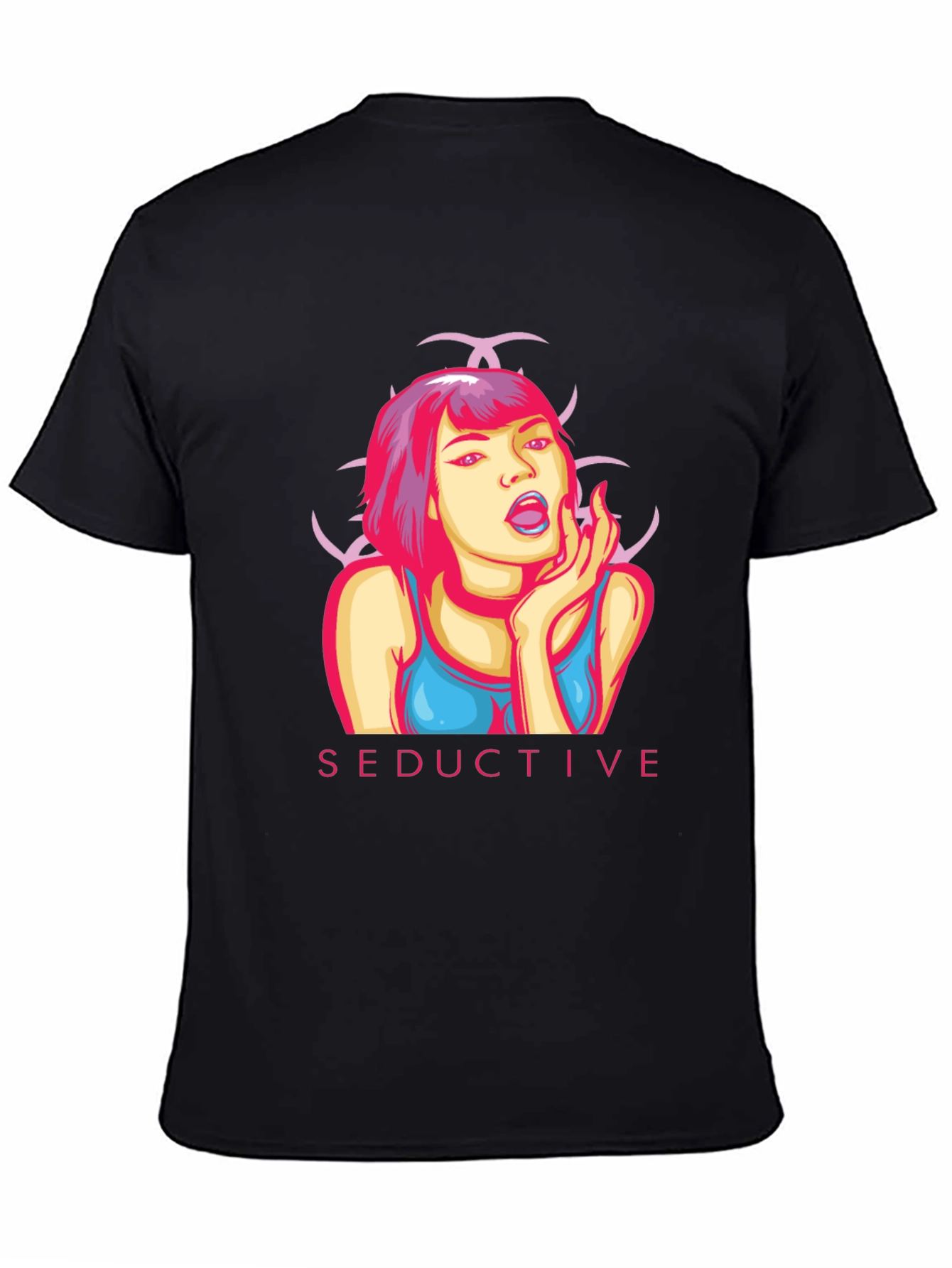 Seductive Graphic Print Black T-Shirt - 4