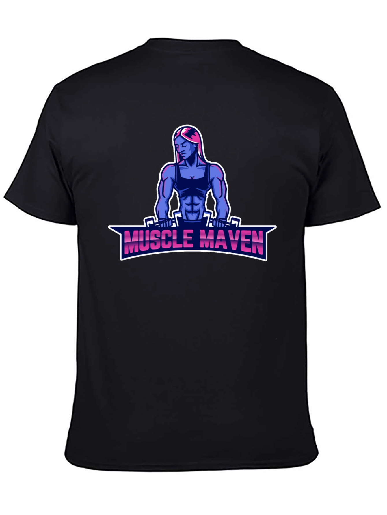 Black Muscle Maven Black T-Shirt - Fitness Graphic Tee view 4