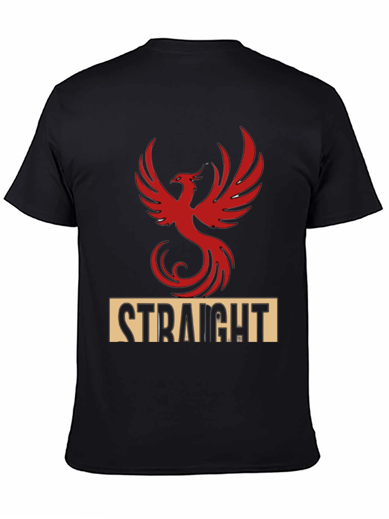 Black Straight Phoenix Graphic Tee - Bold Statement T-Shirt view 4