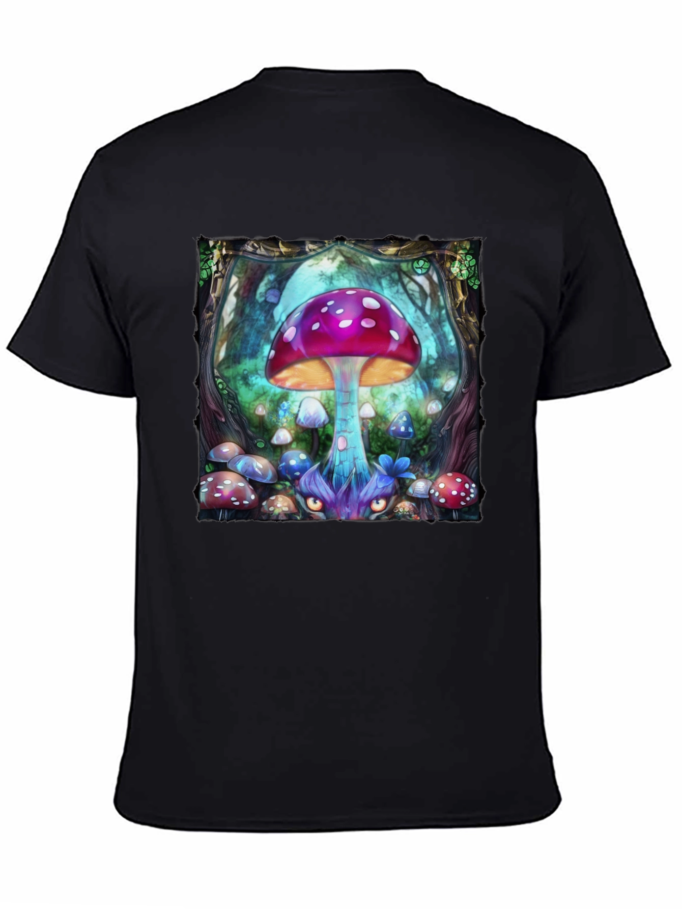 Black Mushroom Fantasy Graphic Tee view 4