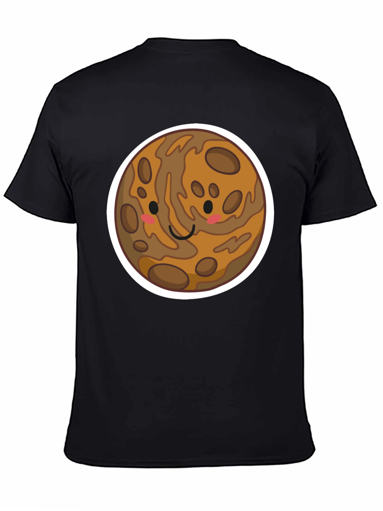 Black Cute Planet Cartoon Graphic Tee - Black view 4