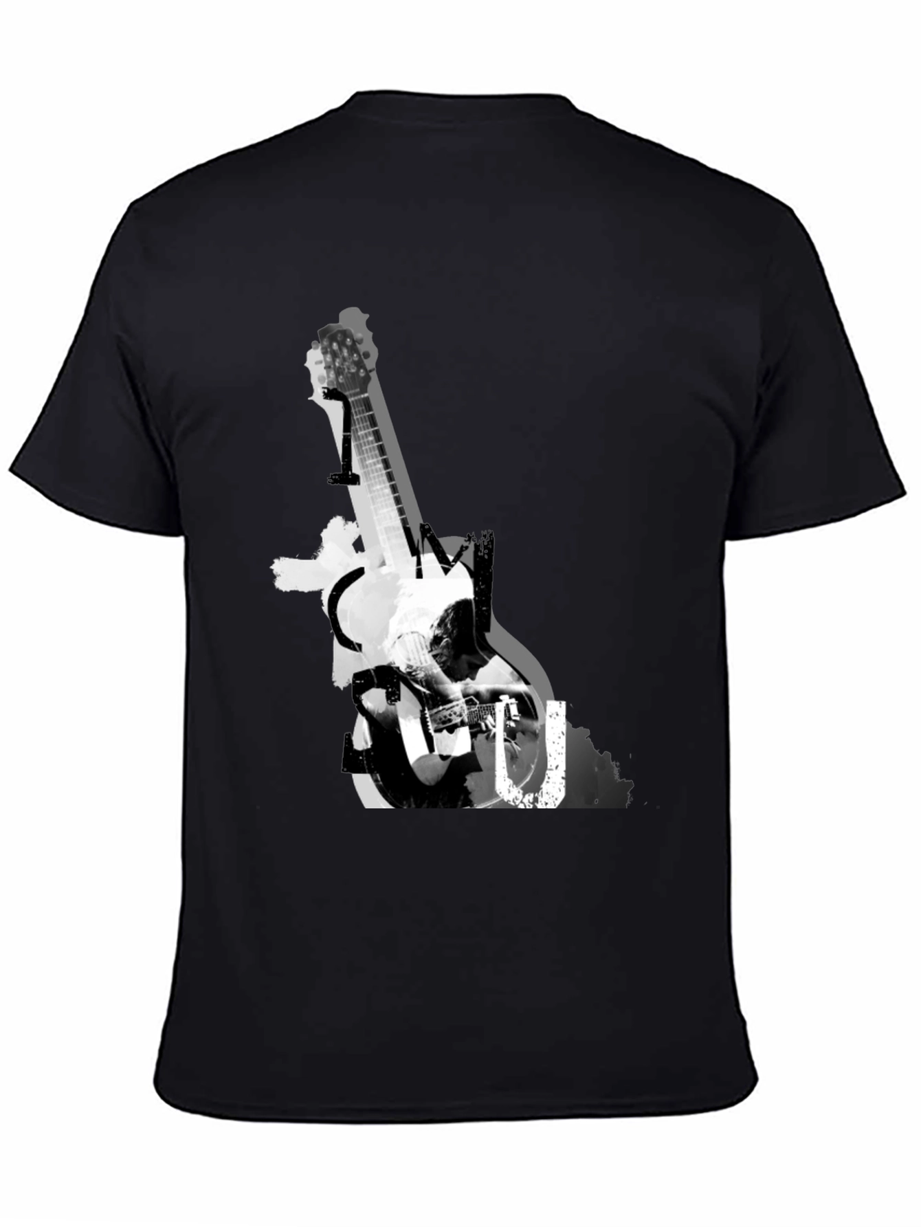 Guitar Graphic Print Tee - Black - 4