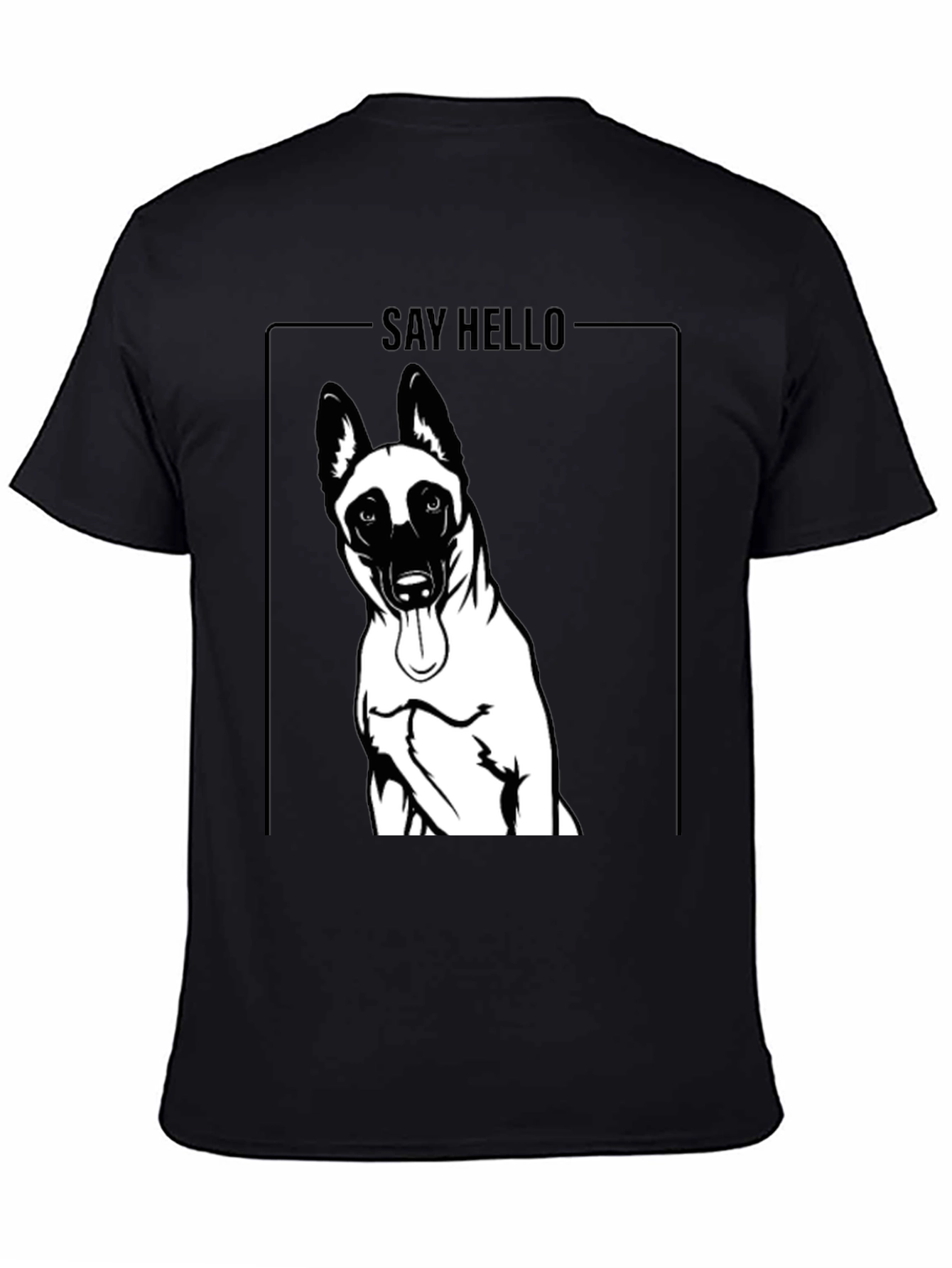 Dog Graphic Tee - Say Hello, Black Cotton T-Shirt - 4