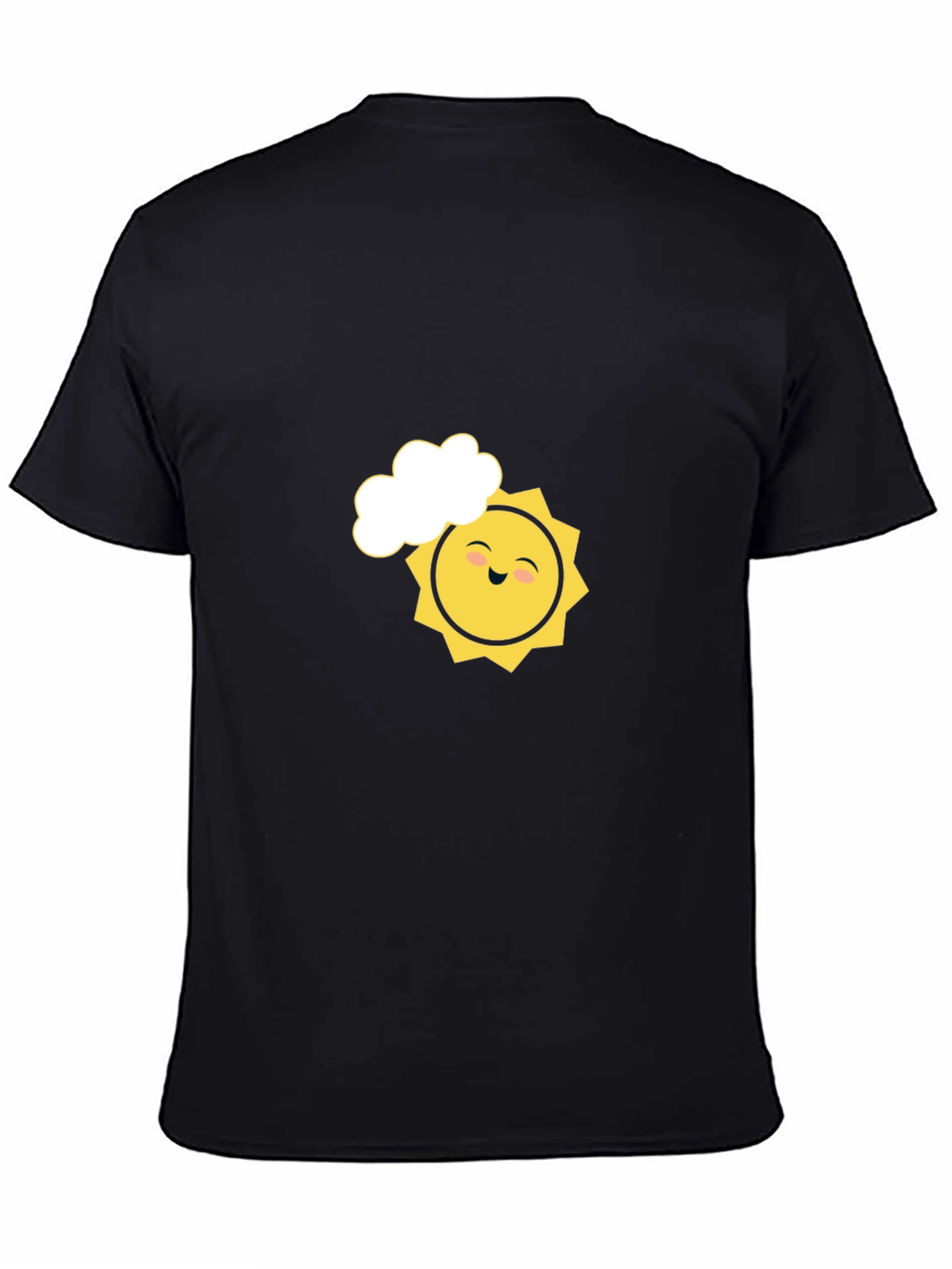 Black Smiling Sun Graphic Tee - Black Cotton Comfort view 4