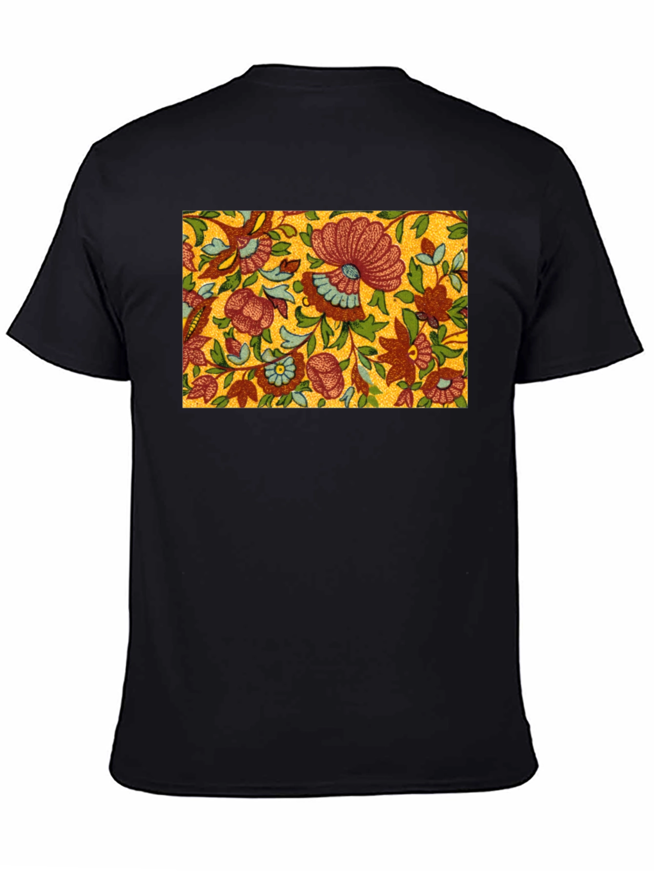 Black Floral Print Tee - Vintage Style Black T-Shirt view 4