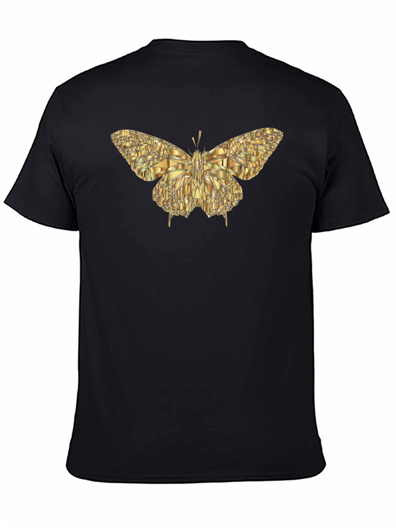 Black Geometric Gold Butterfly Graphic Tee - Modern Style view 4