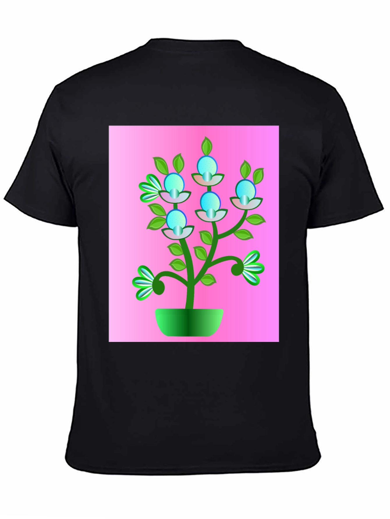 Black Abstract Plant Graphic Tee - Trendy Black T-Shirt view 4