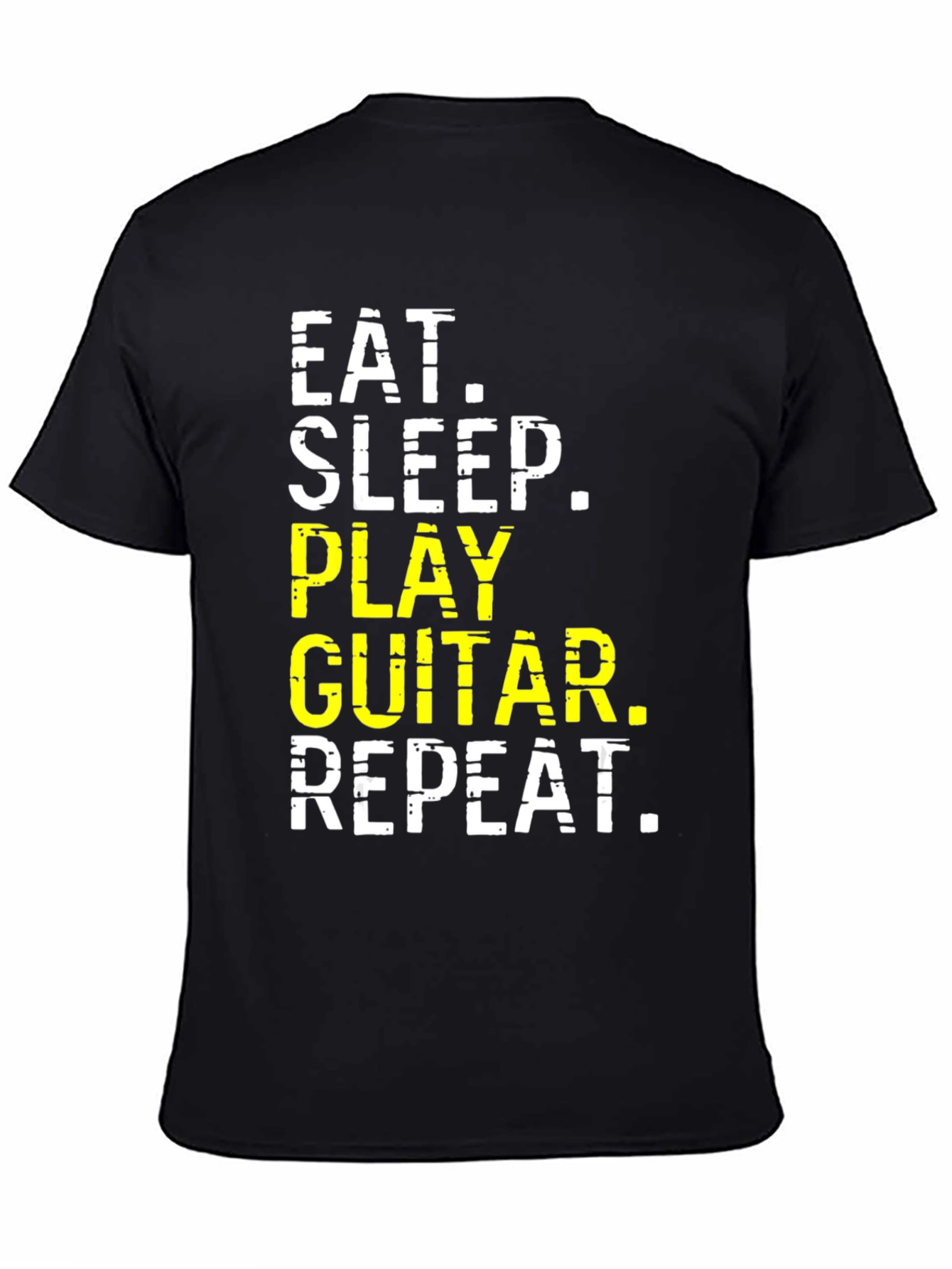 Black Eat Sleep Play Guitar Repeat Graphic Tee view 4