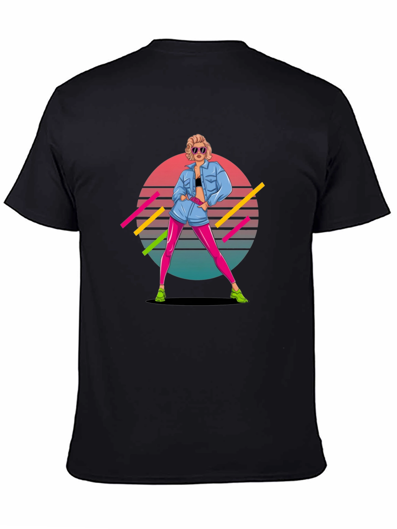 Black Retro 80s Graphic Tee - Pop Culture Style view 4
