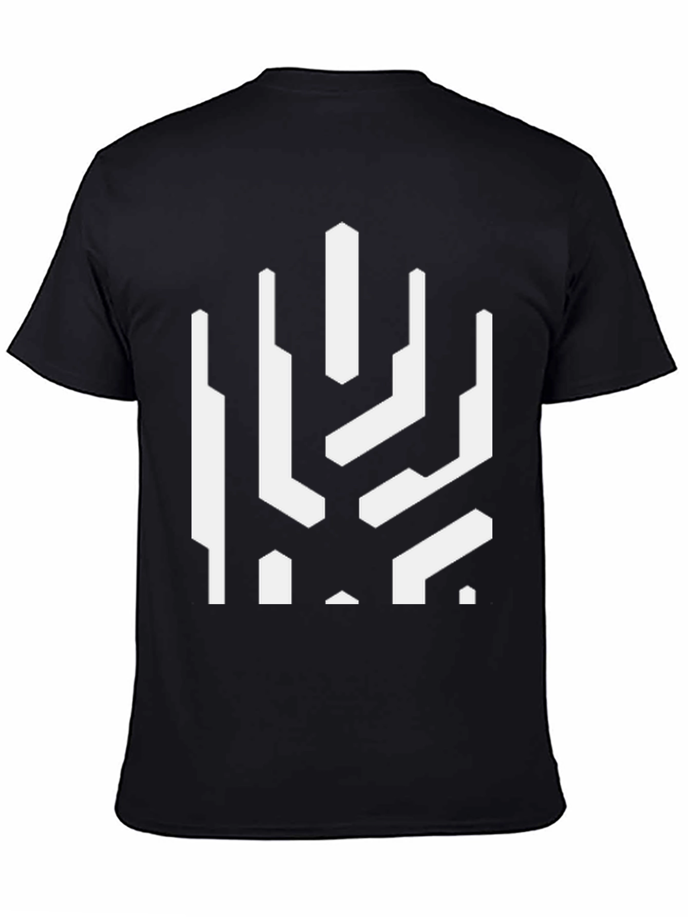 Black Modern Geometric Black T-Shirt view 4