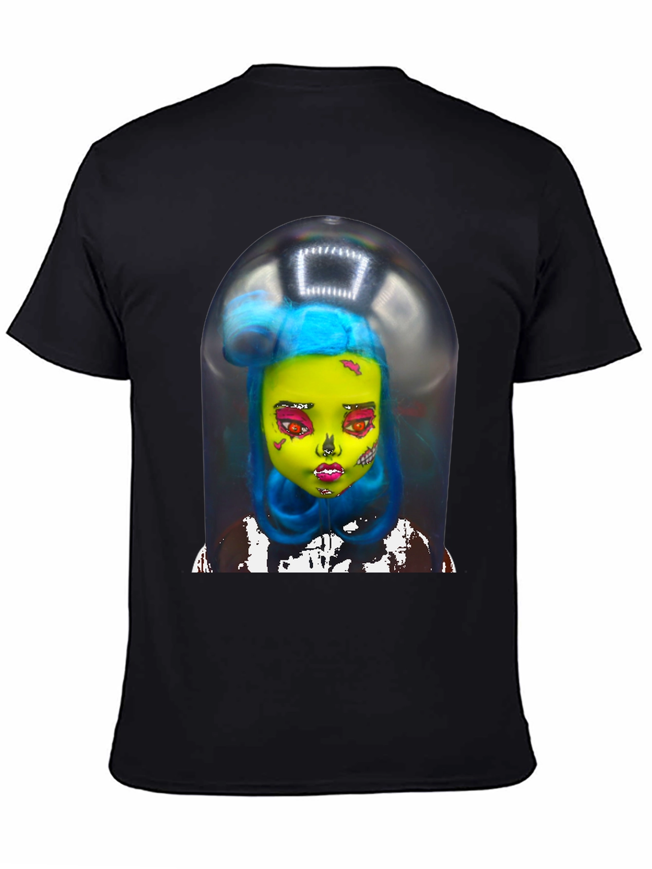 Black Surreal Doll Graphic Tee - Unique Art Shirt view 4