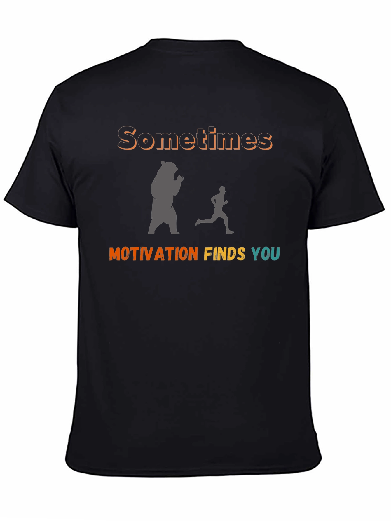 Black Motivational Bear Chase T-Shirt view 4
