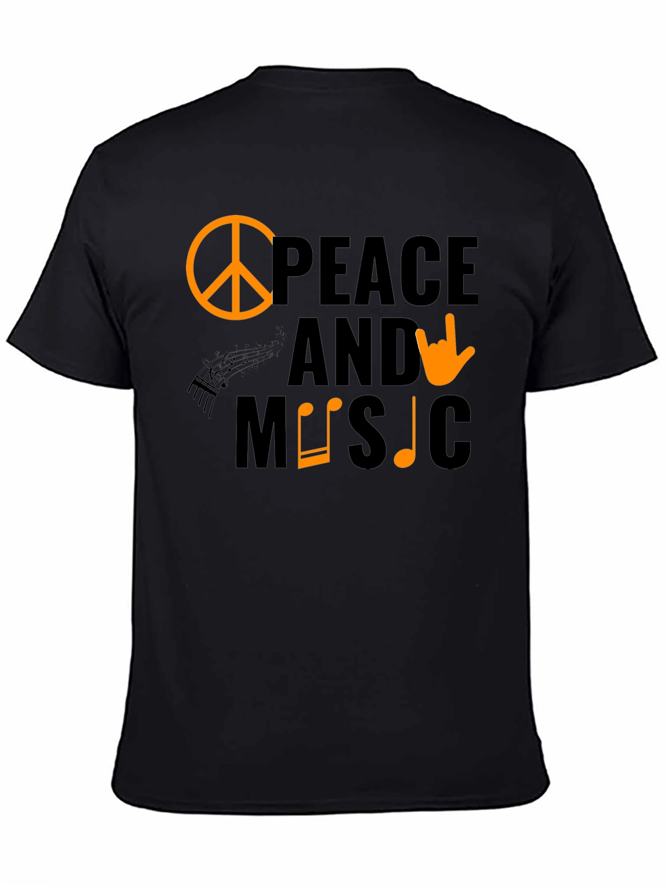 Black Peace and Music T-Shirt view 4