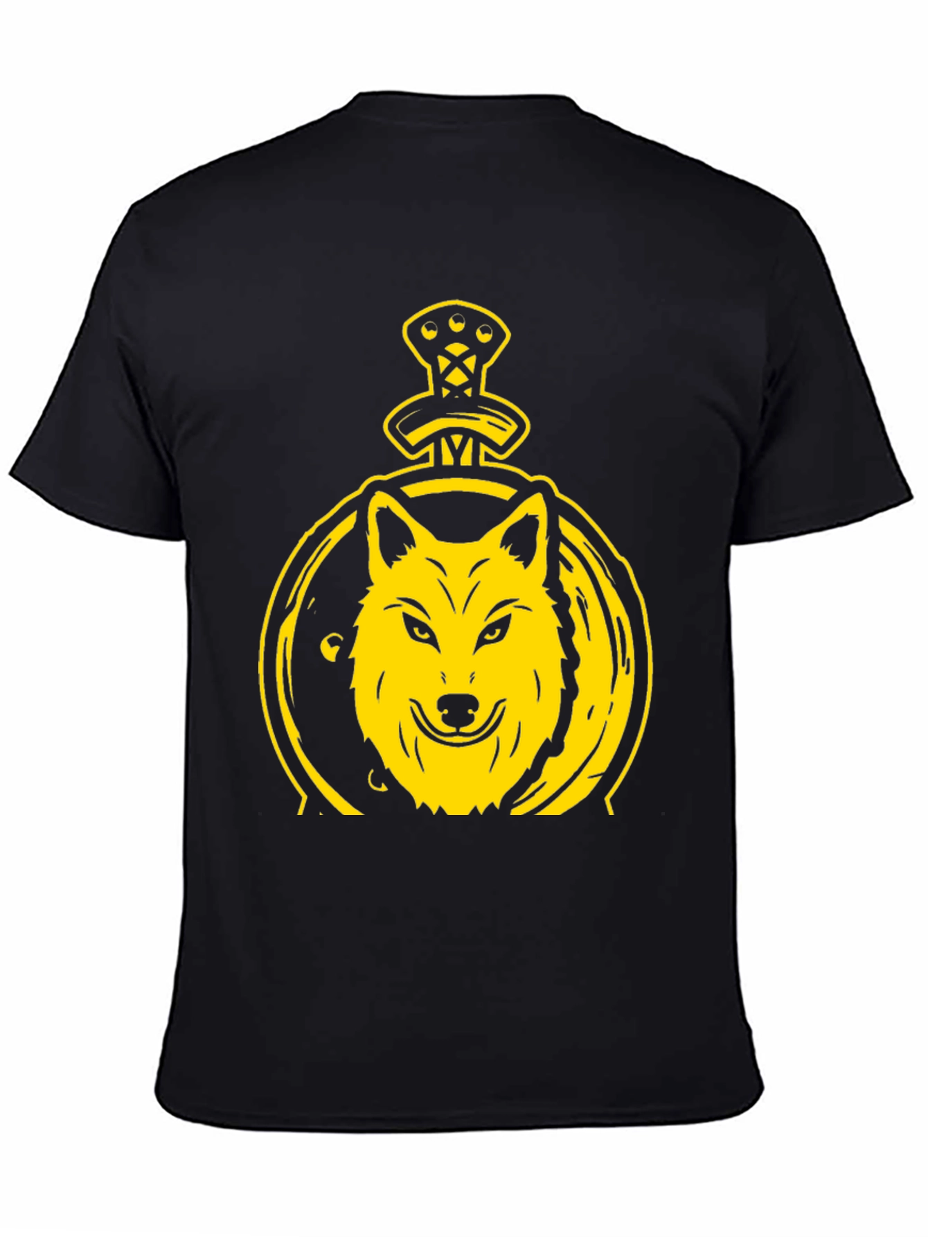 Black Wolf and Sword Graphic T-Shirt - Black view 4
