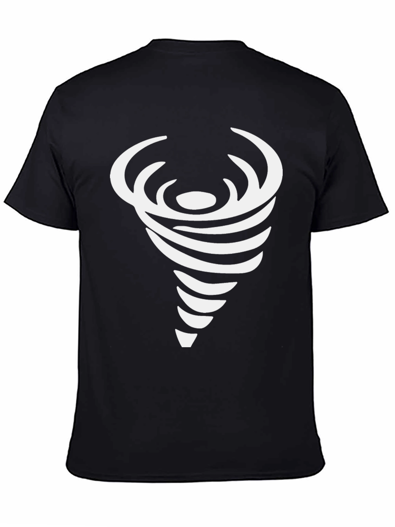 Black Men's Black Tee with Abstract Swirl Design view 4